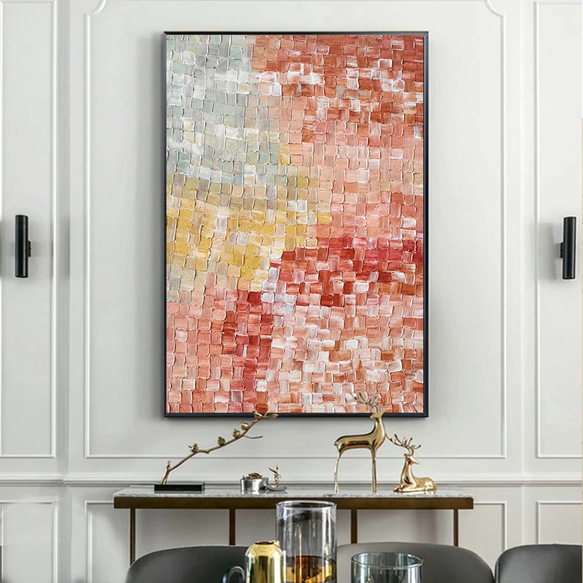 Earthy Tones Textured Abstract Mosaic Canvas Art