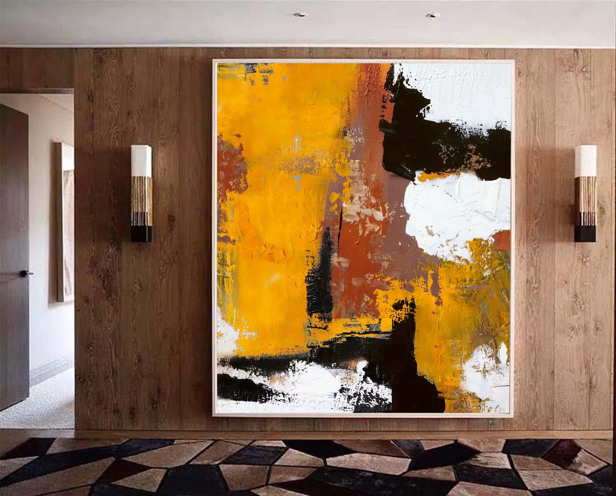 Textured Amber Abstract Wall Art