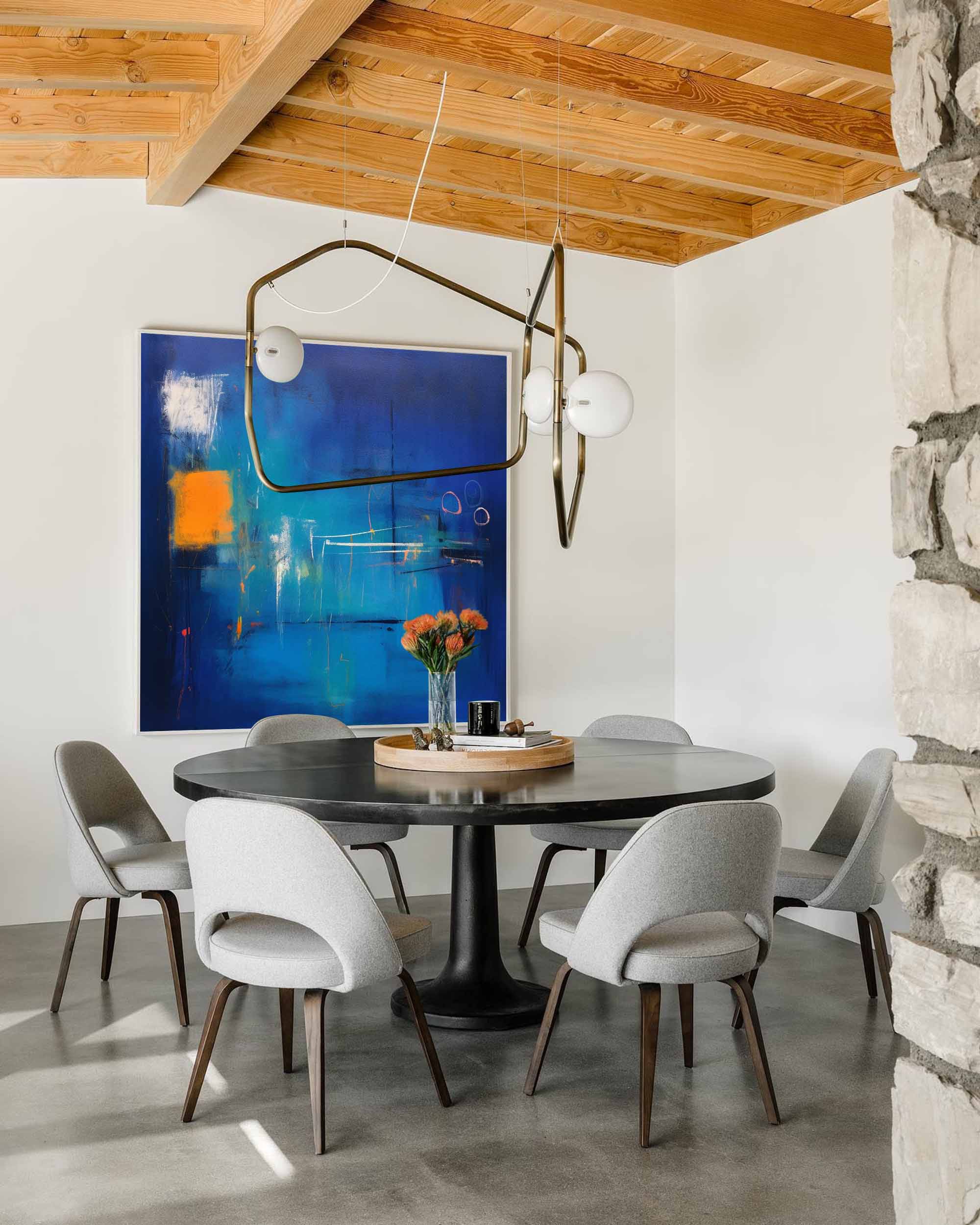 Electric Blue Abstract Horizon Art