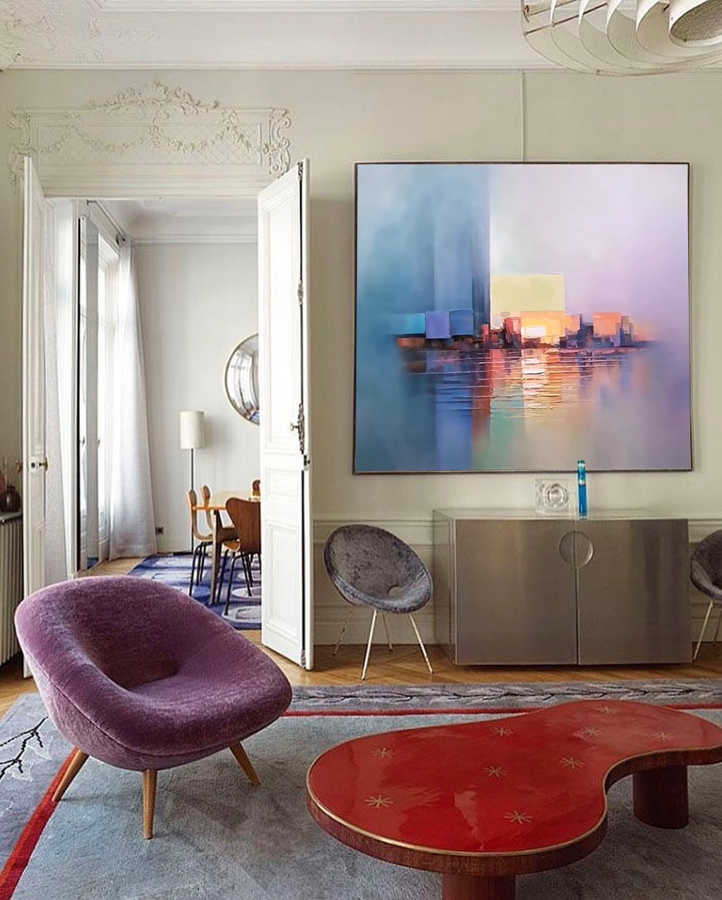 Abstract Cityscape in Soft Hues