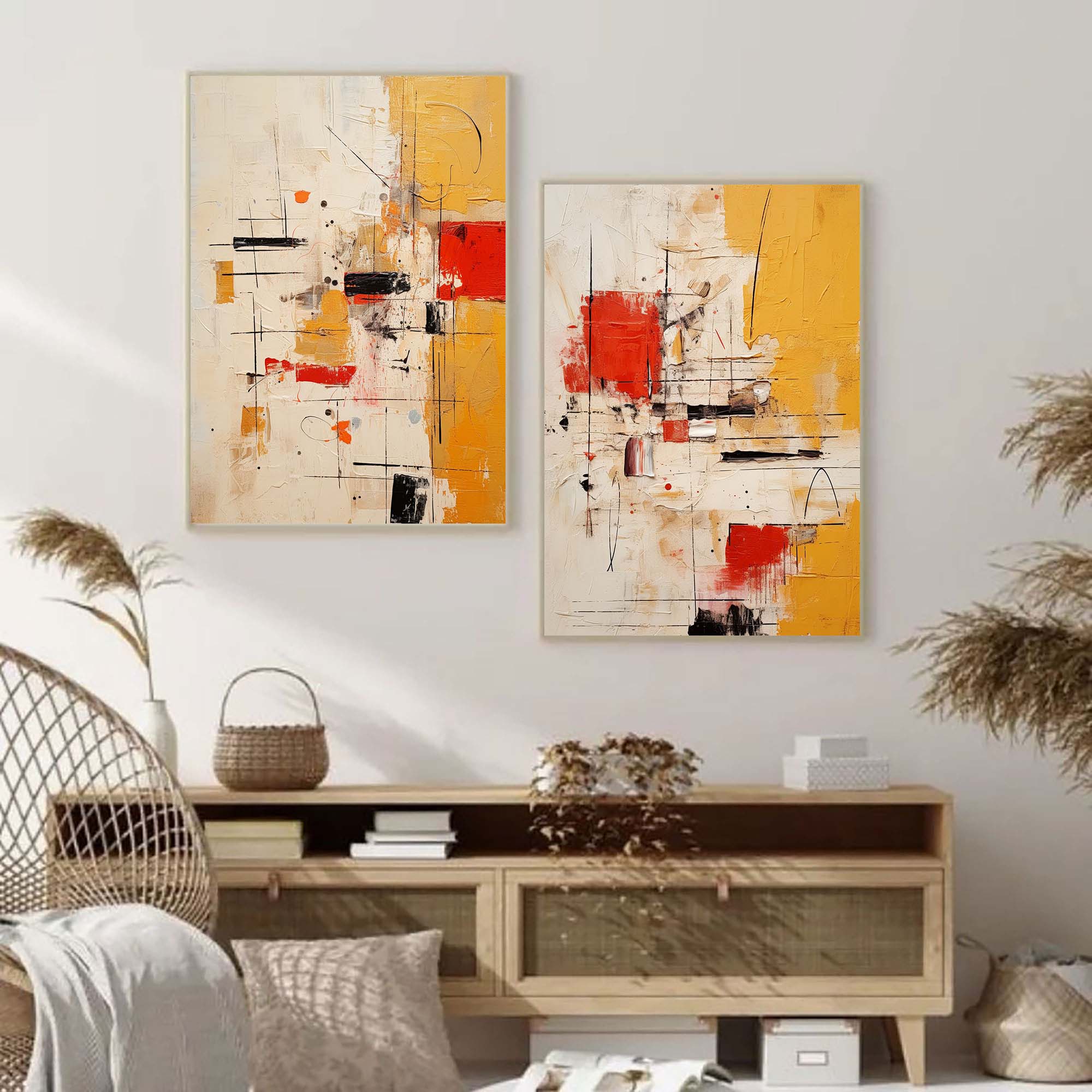 Geometric Abstract Art Duo Set