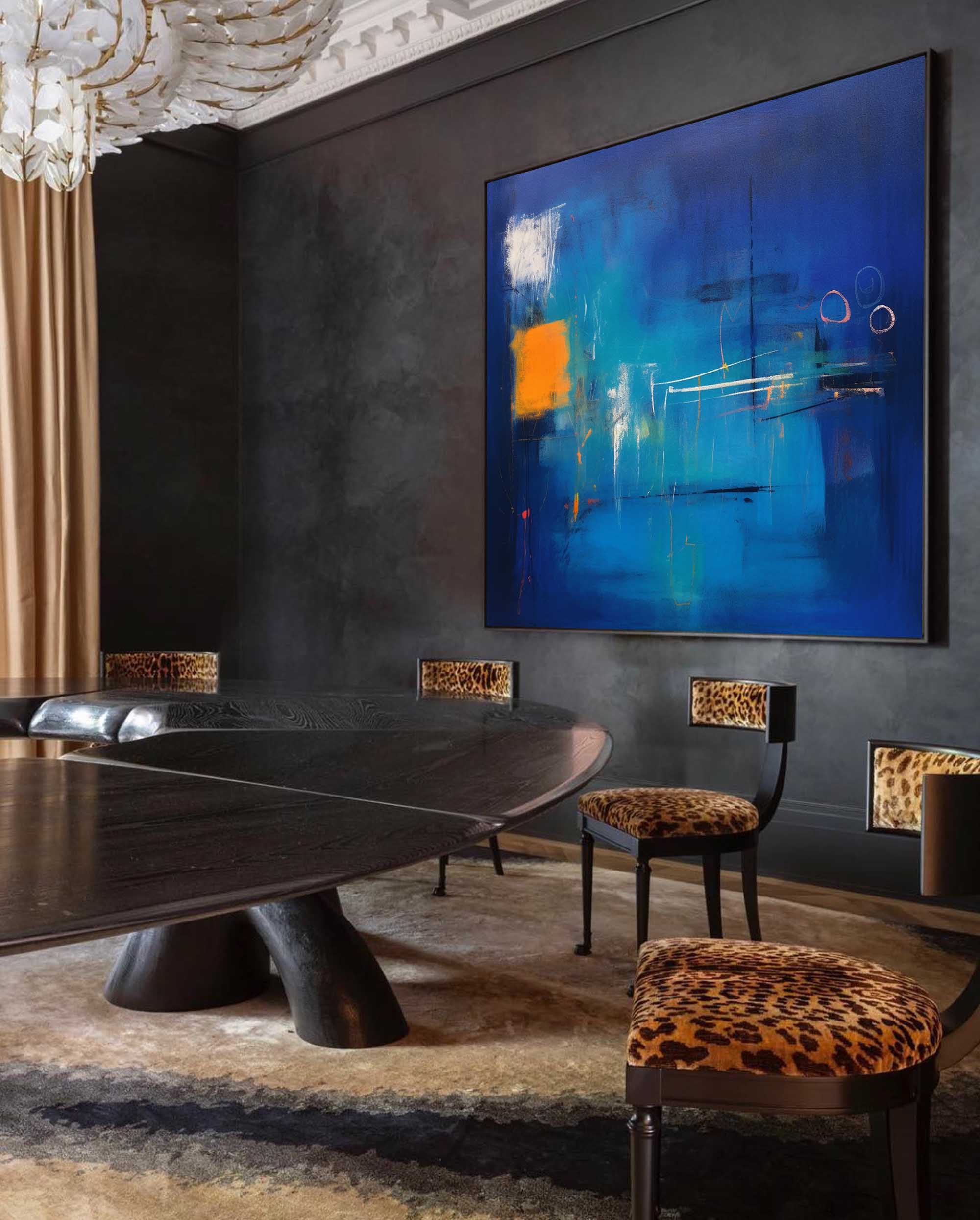 Electric Blue Abstract Horizon Art