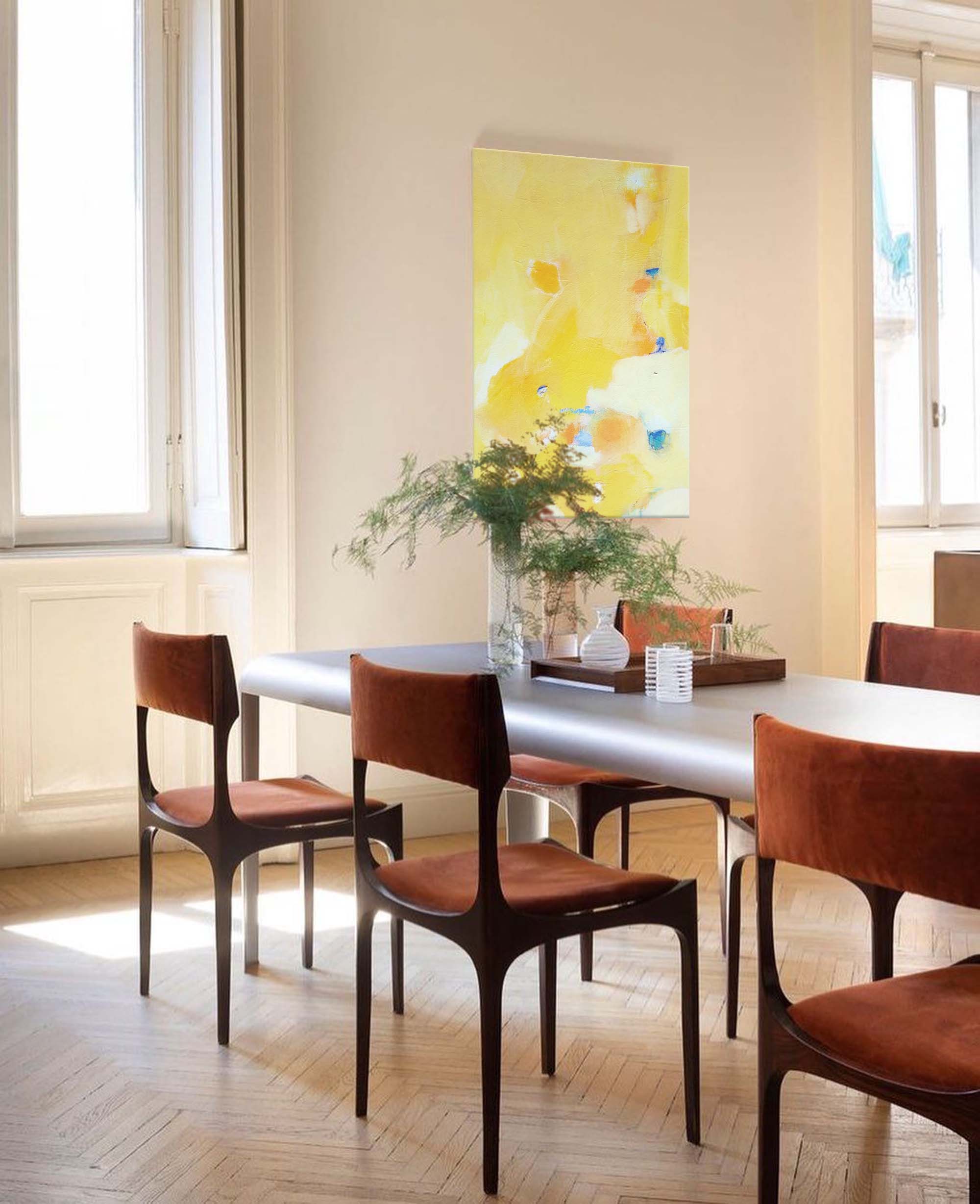 Soft Yellow Abstract Pastel Canvas Art