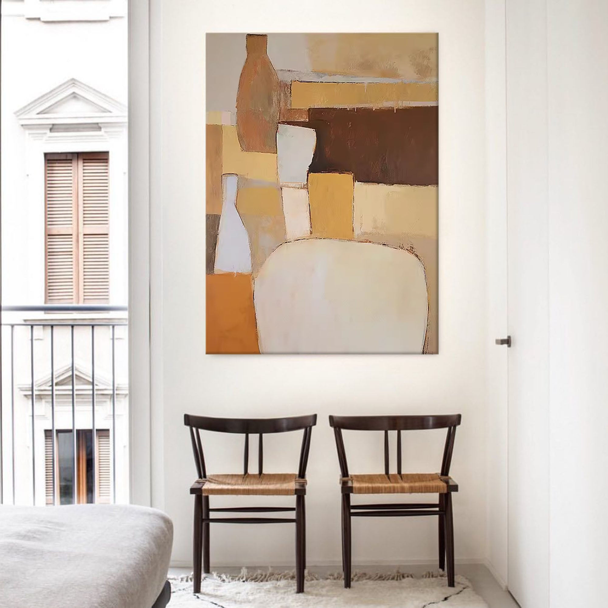 Minimalist Neutral Tones Abstract Oil Painting