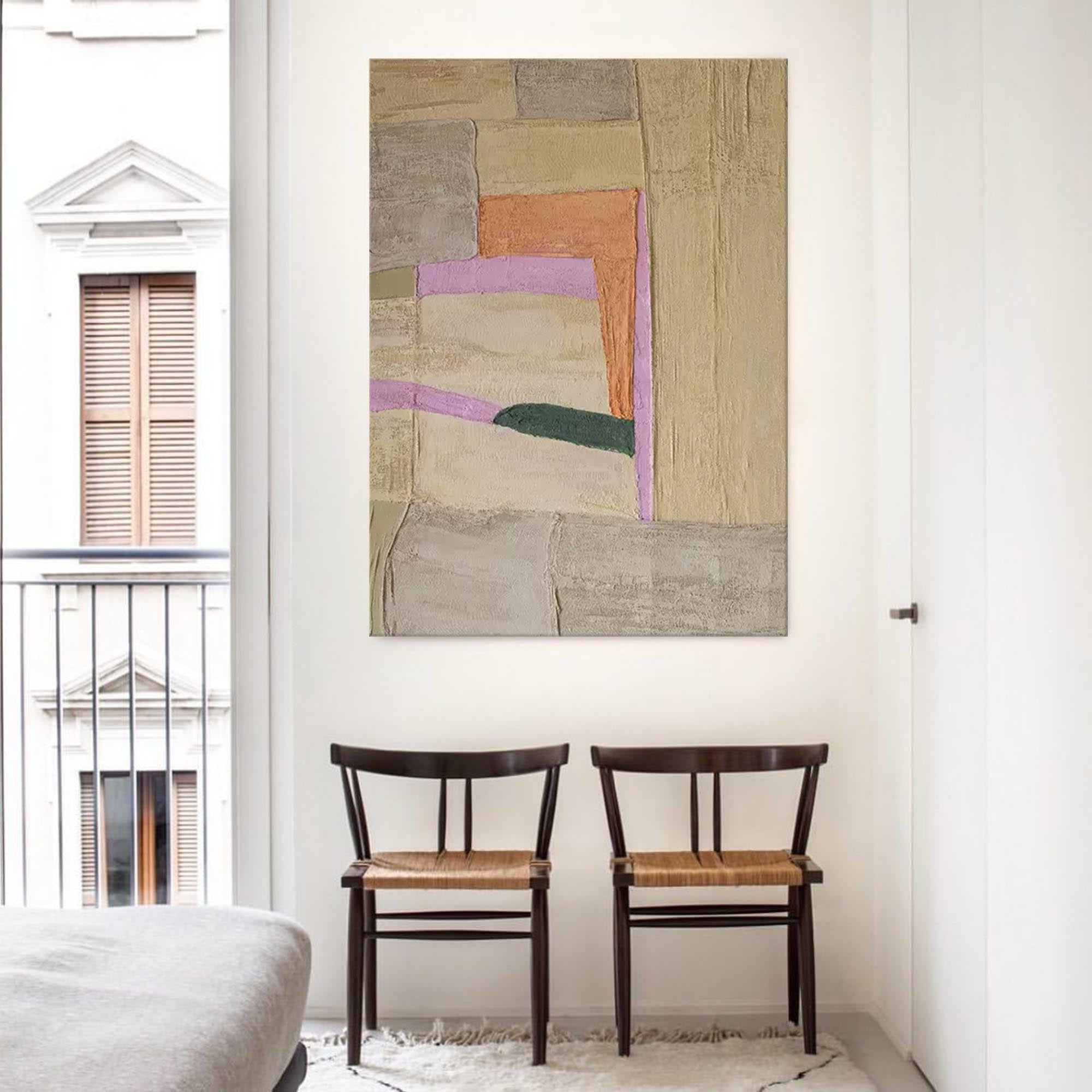 Muted Geometric Abstract Canvas Art