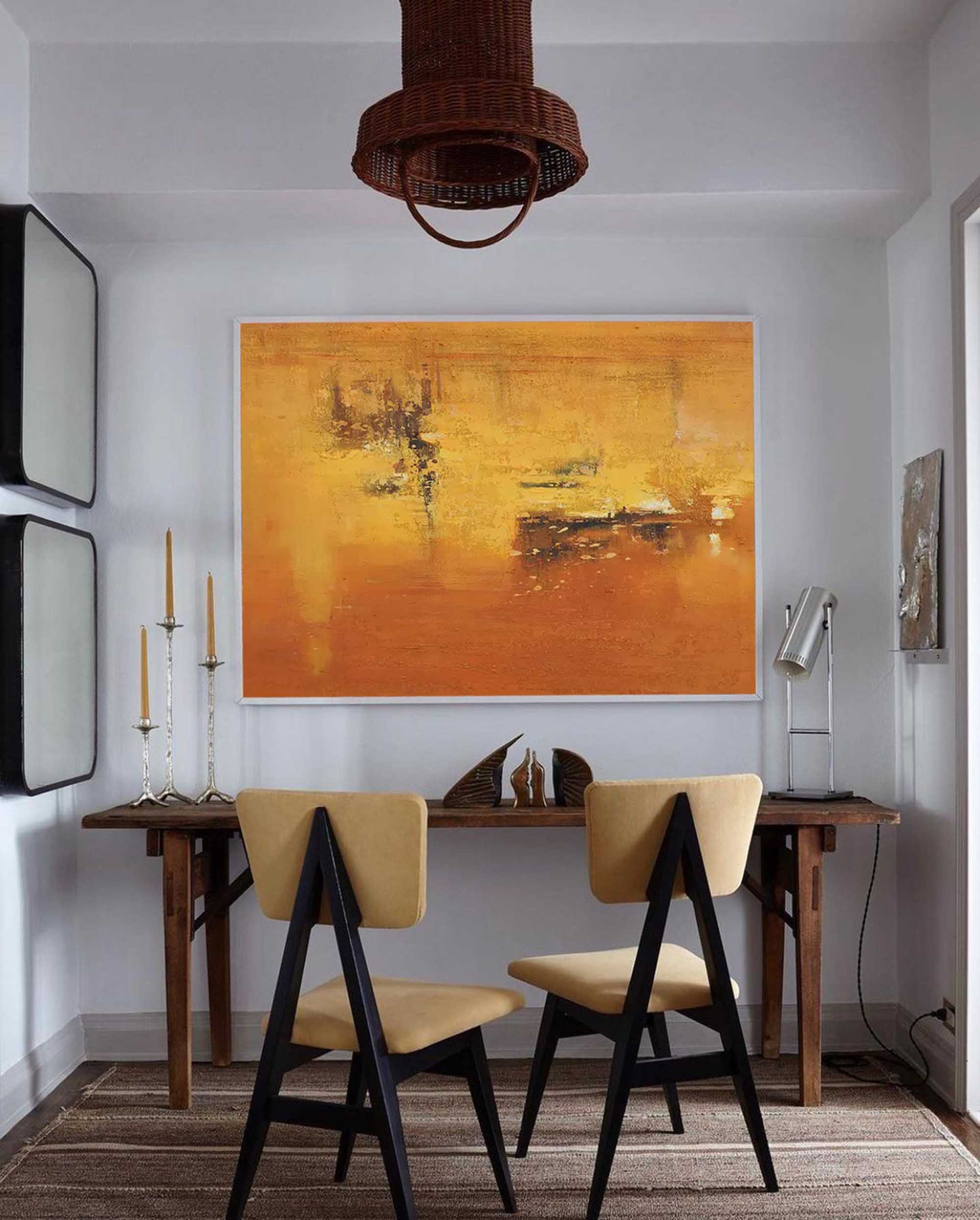 Golden Abstract Sunset Canvas Art