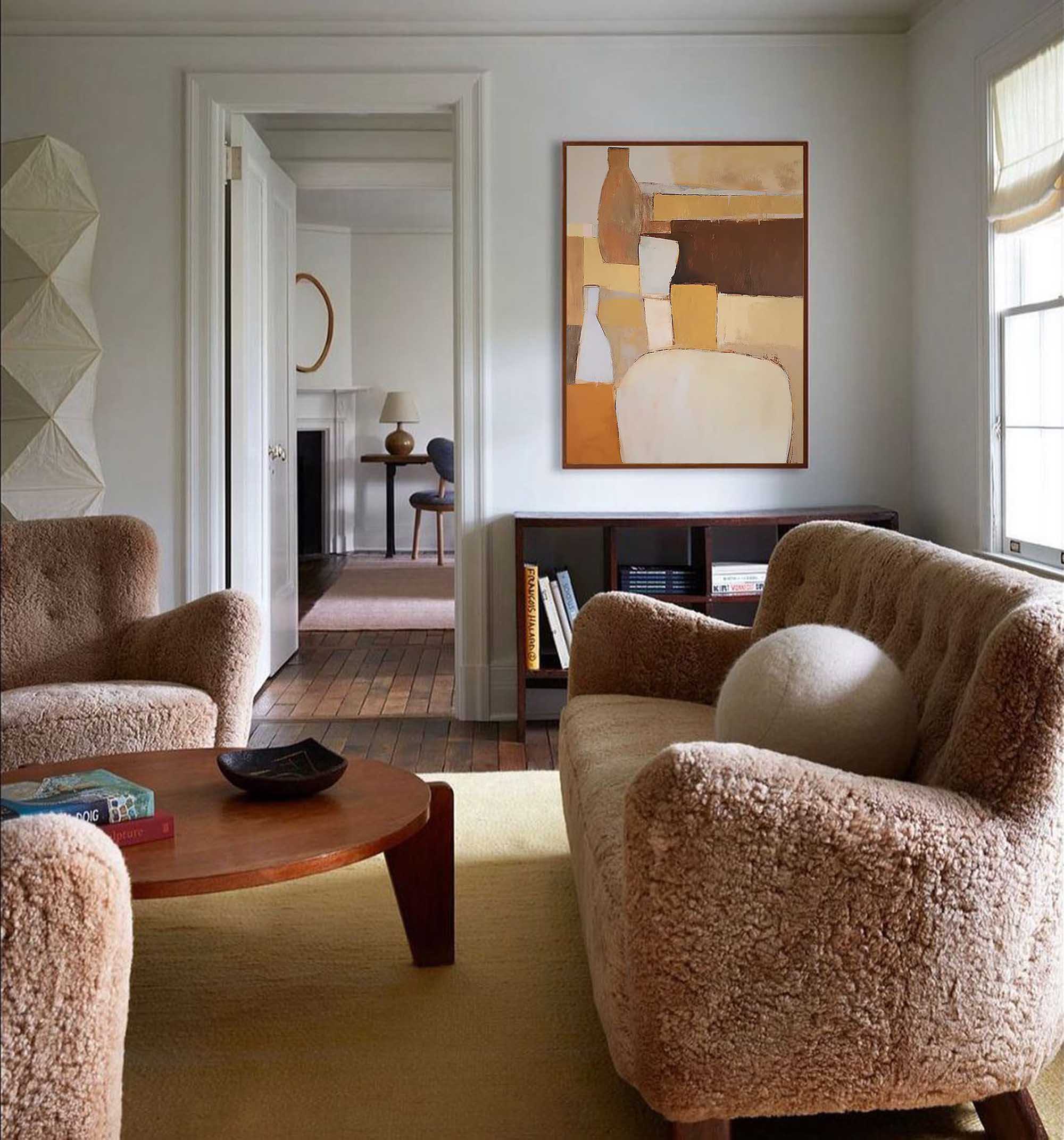 Minimalist Neutral Tones Abstract Oil Painting