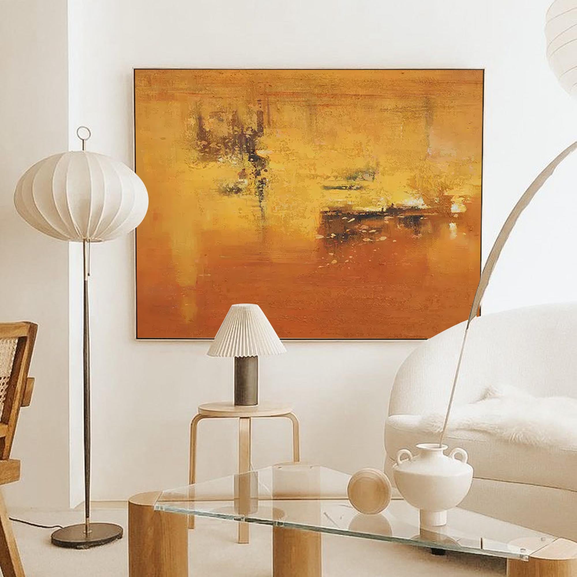Golden Abstract Sunset Canvas Art