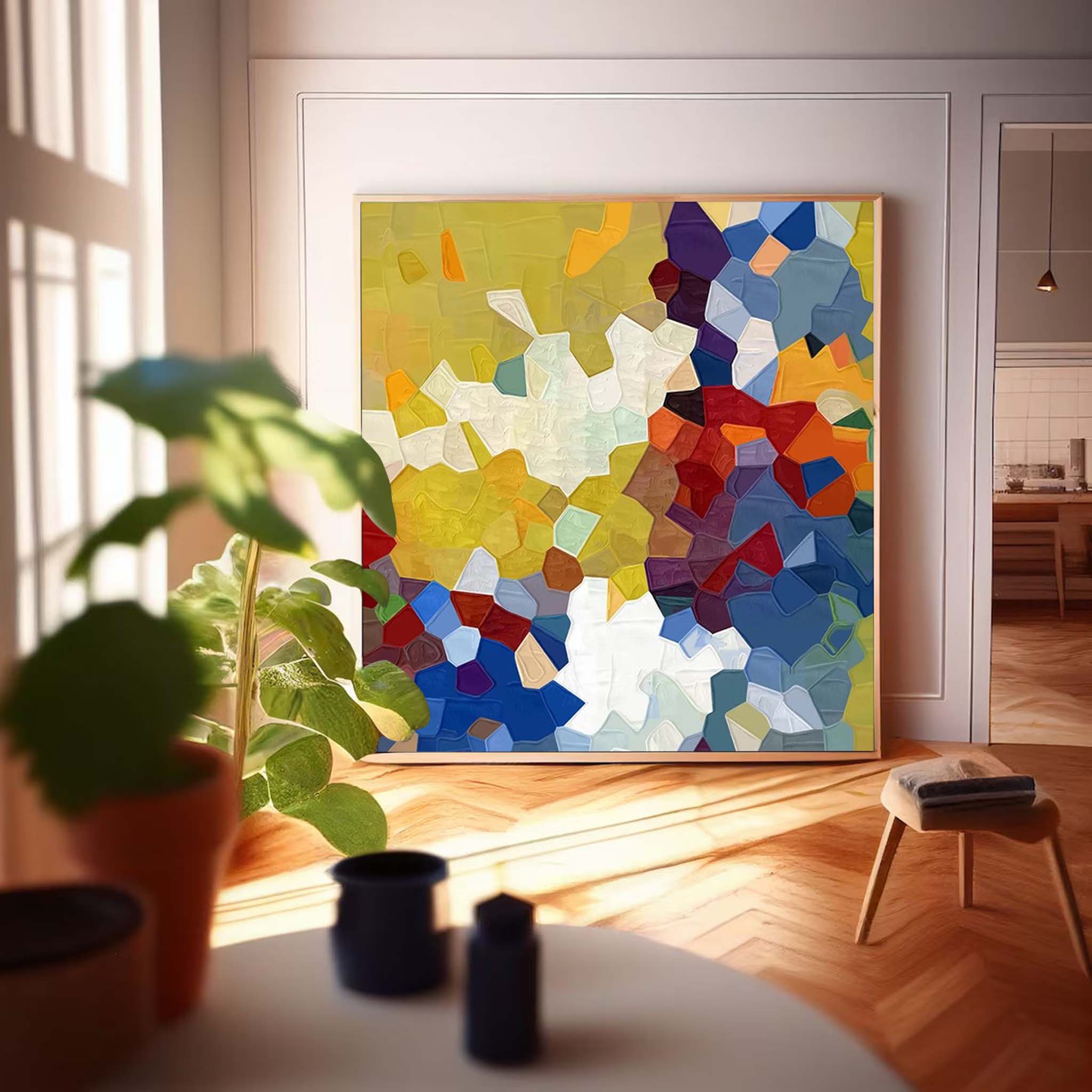 Vibrant Mosaic Textured Abstract Art