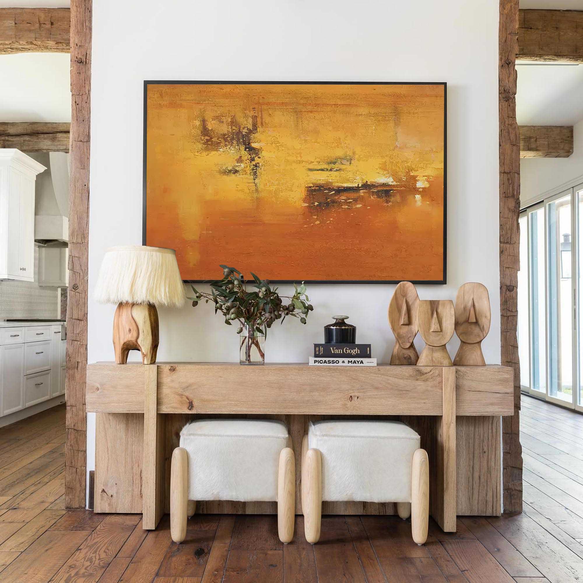 Golden Abstract Sunset Canvas Art