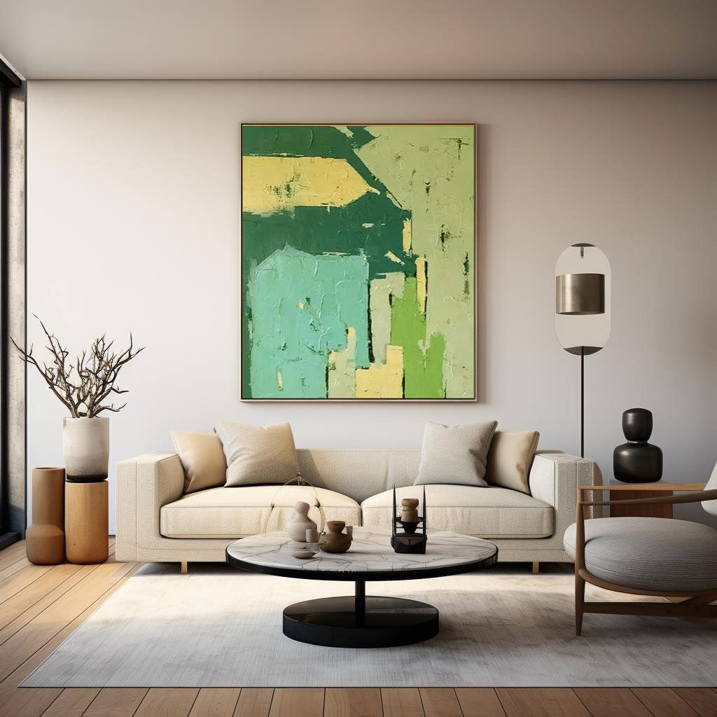 Green Toned Abstract Textured Art