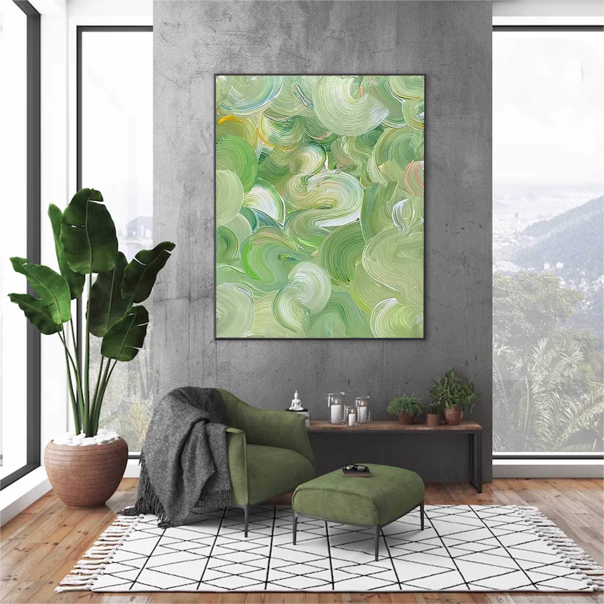 Swirling Green Abstract Canvas Art