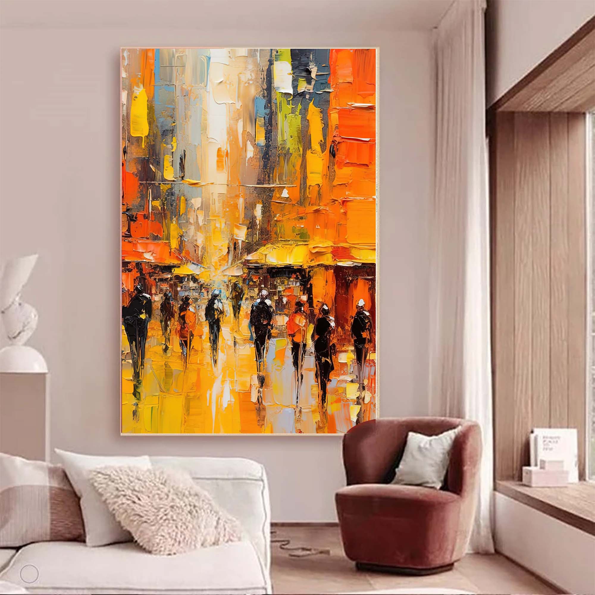 Golden Hour Cityscape Oil Painting