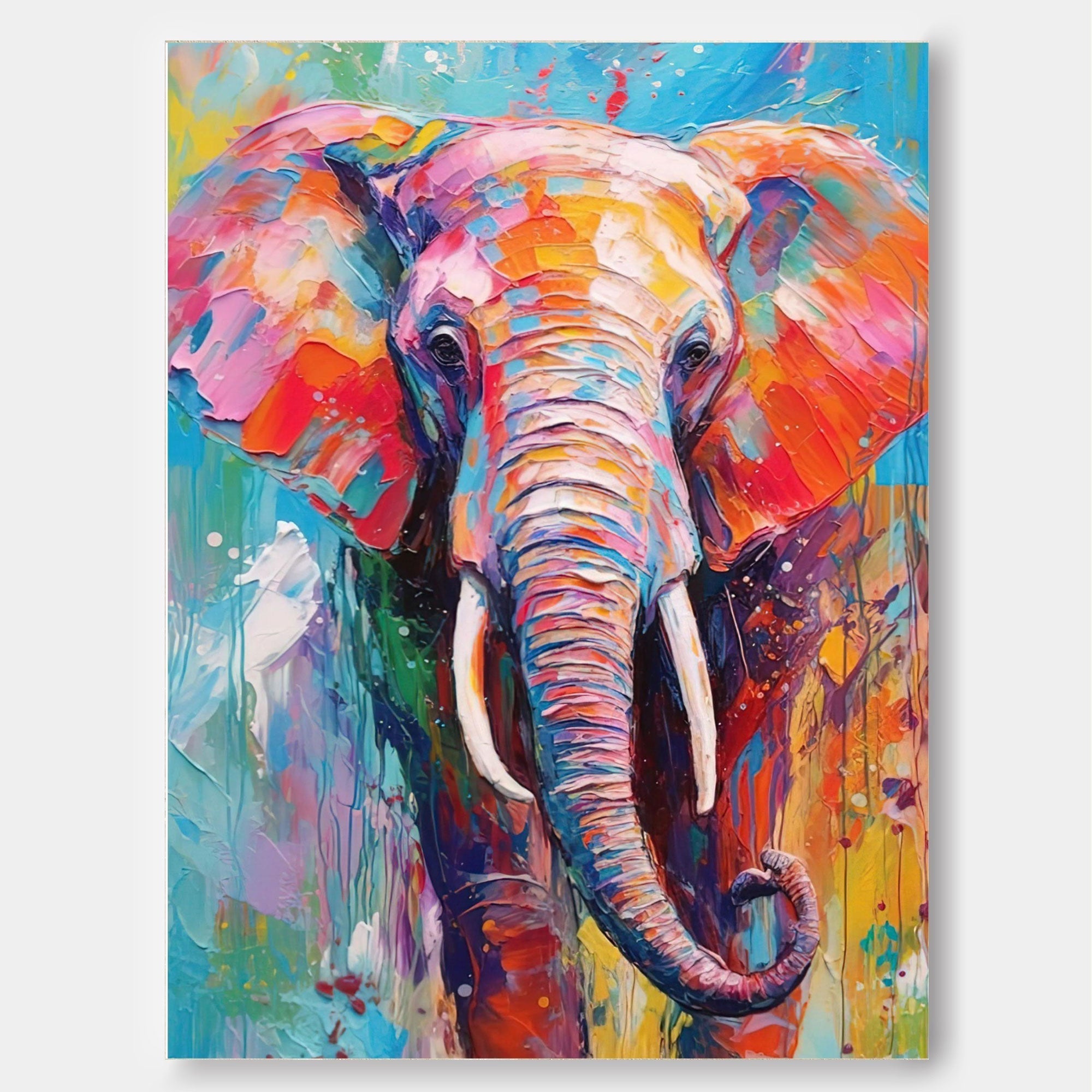 Rainbow Elephant in Bold Hues
