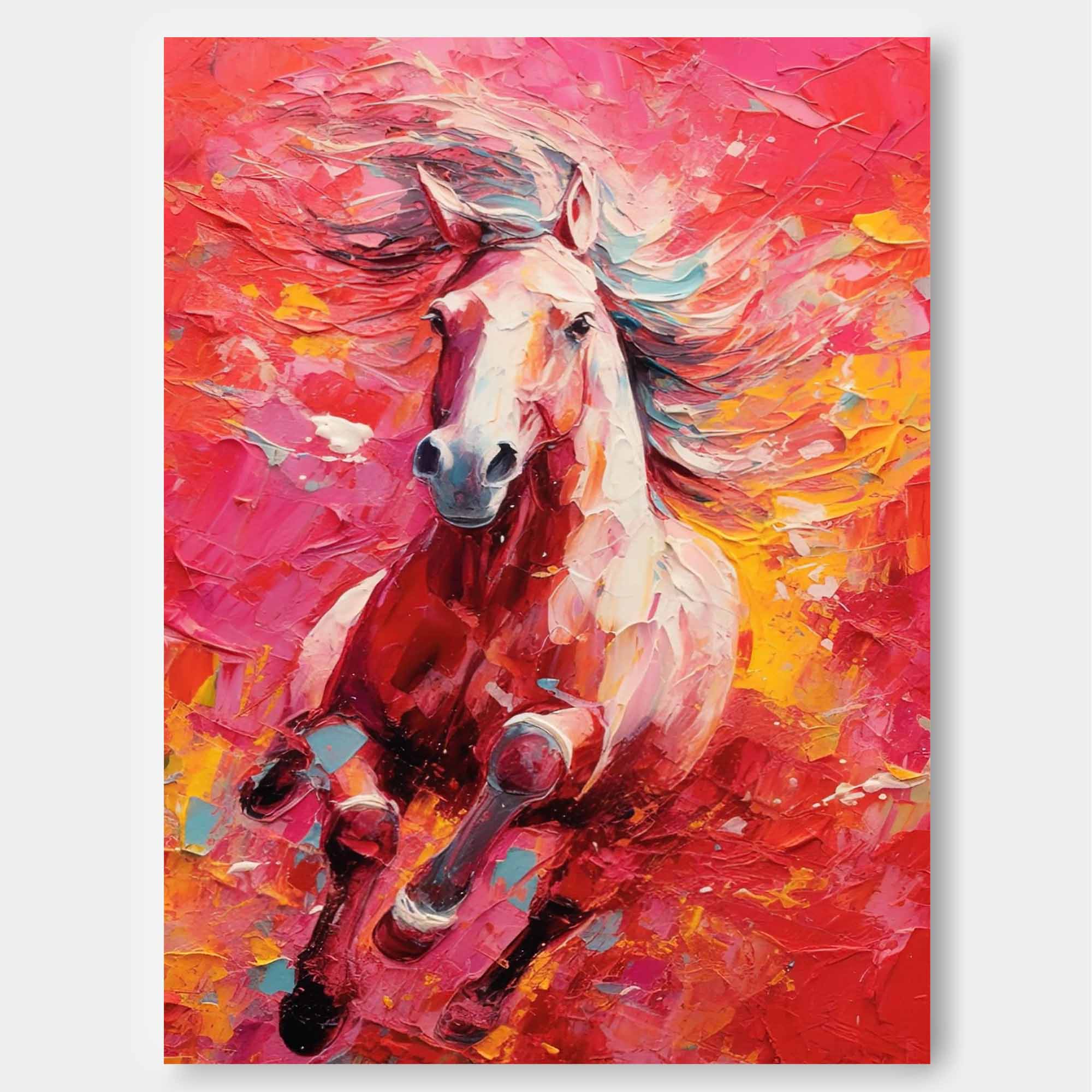 Galloping Freedom – Vibrant Horse Oil Painting on Canvas