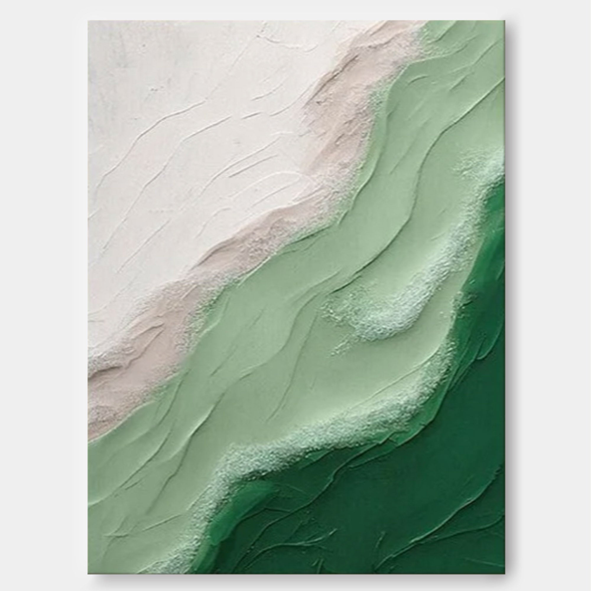 Textured Green Wave Abstract Canvas Art