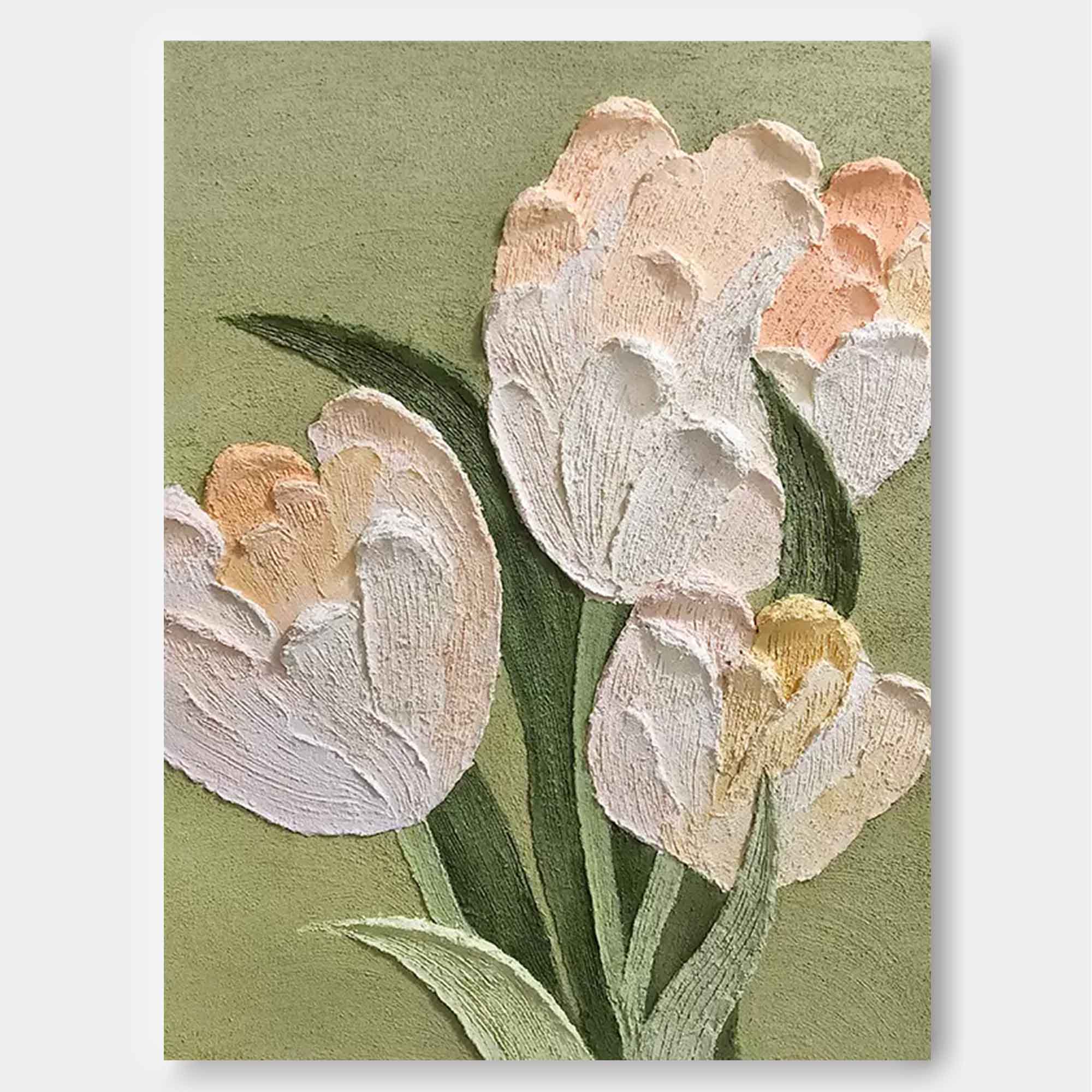 White Tulip Textured Canvas Art