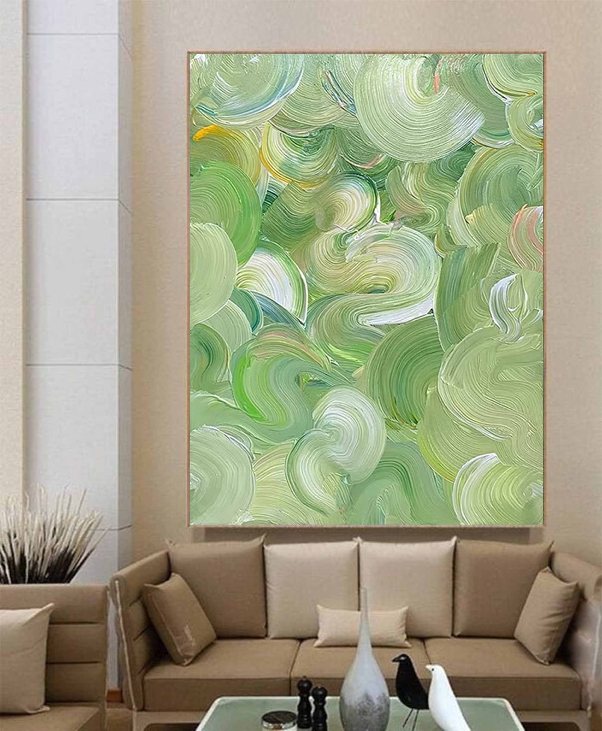 Swirling Green Abstract Canvas Art