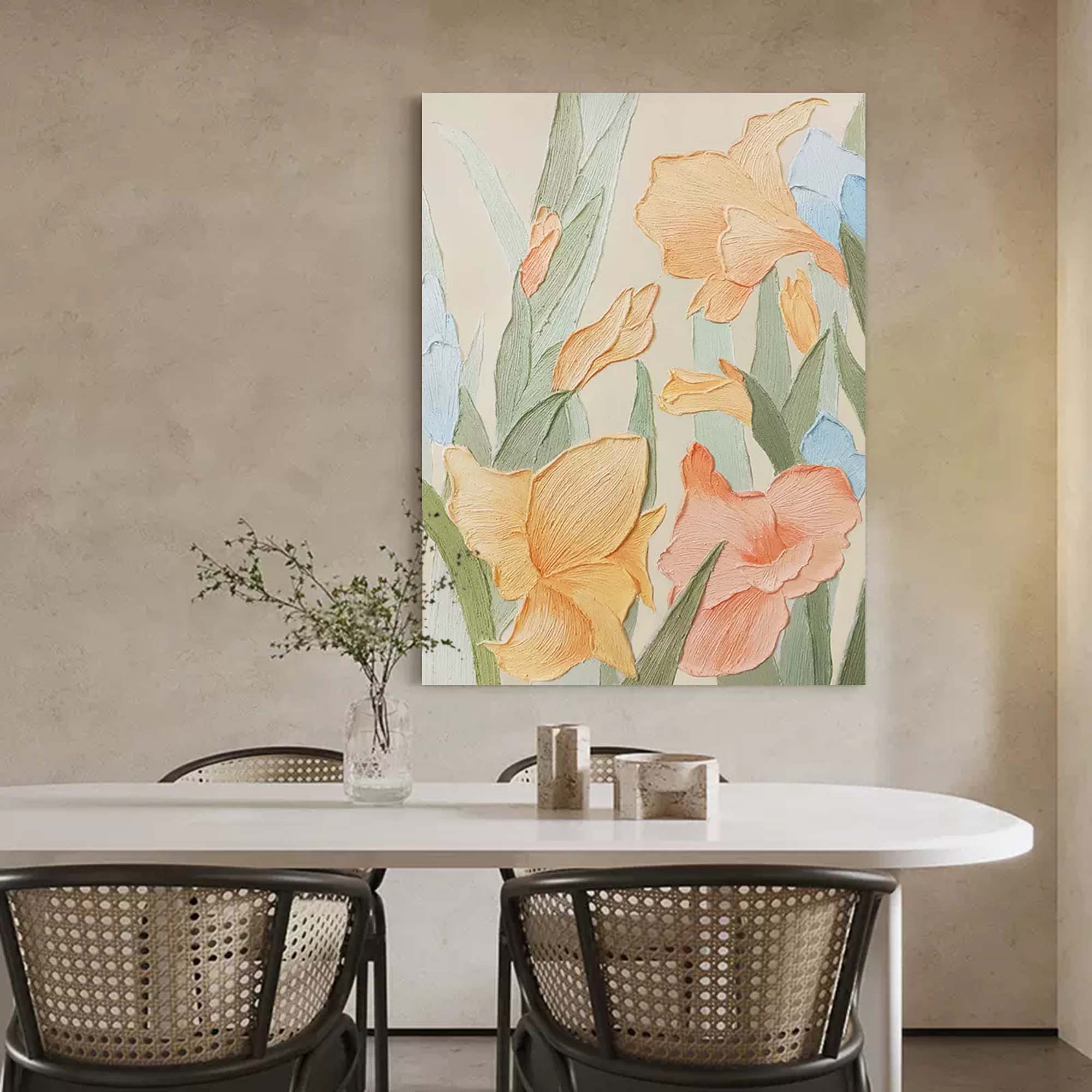 Vibrant Floral Textured Canvas Art