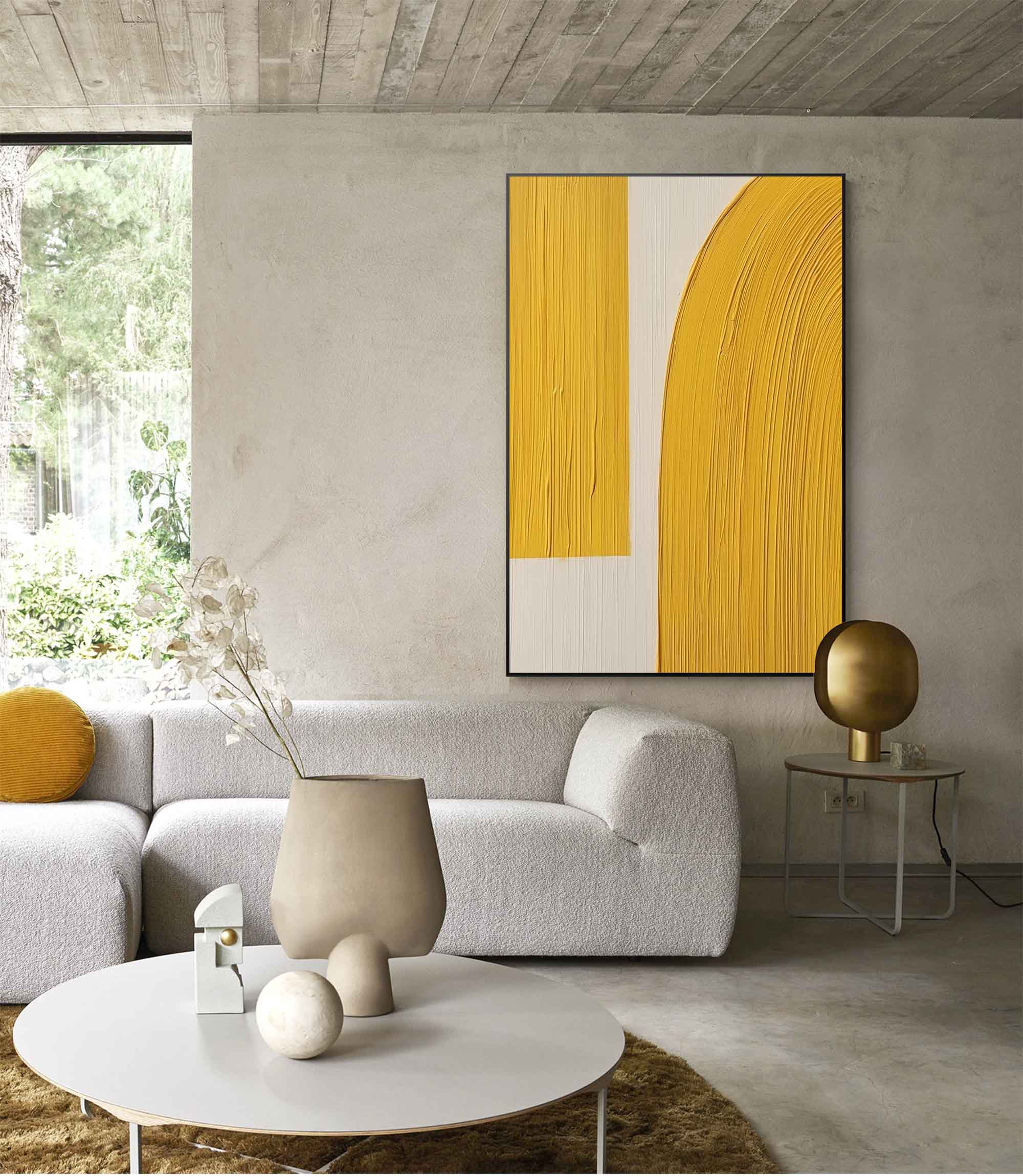 Minimalist Yellow Arc Abstract Art