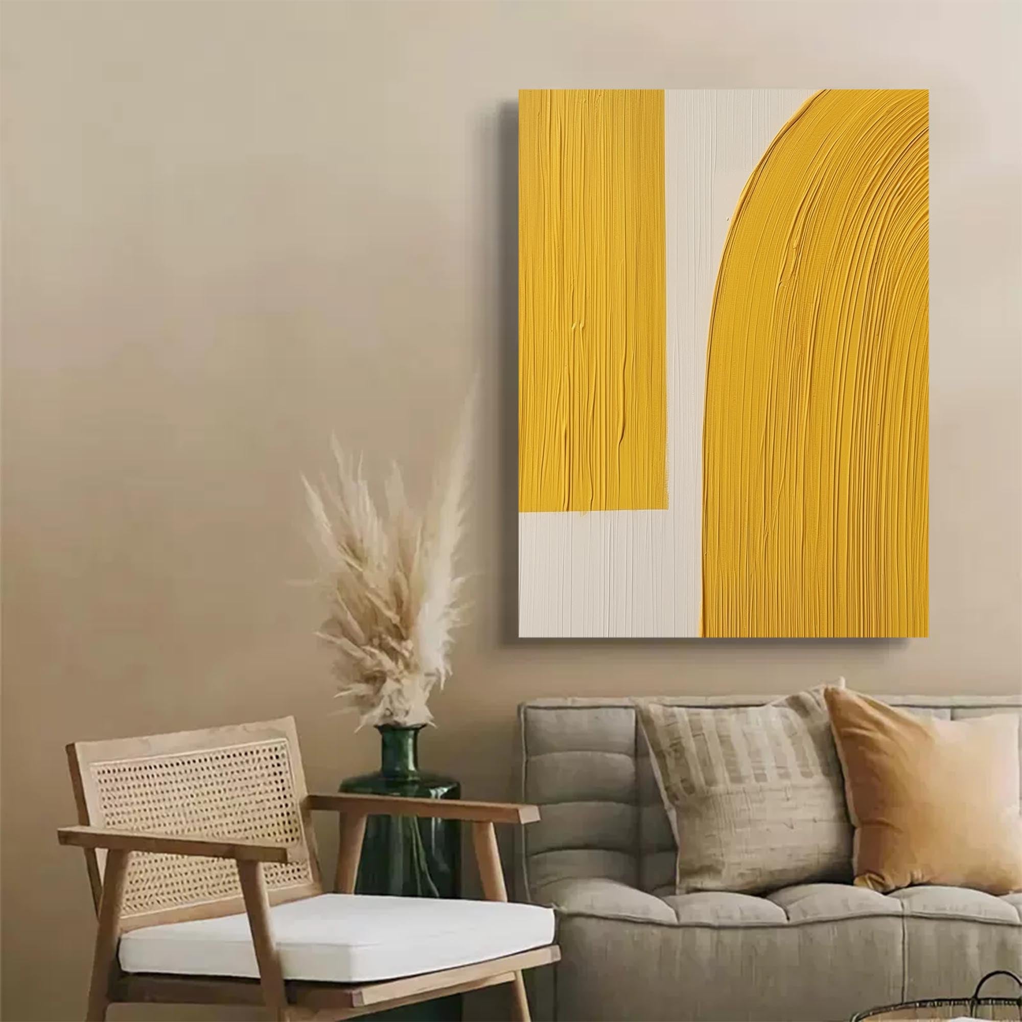 Minimalist Yellow Arc Abstract Art