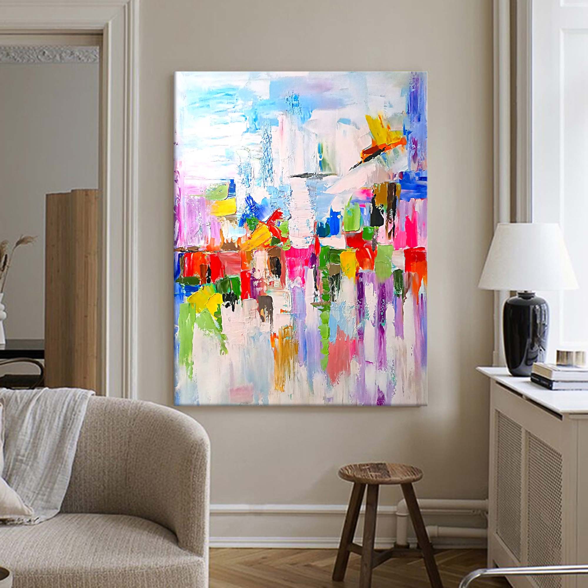 Vibrant Abstract Cityscape Canvas Art