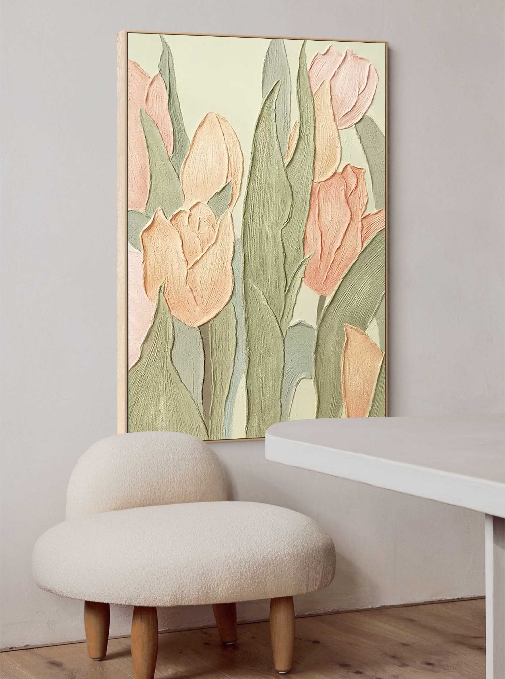 Pastel Tulip Textured Canvas Art