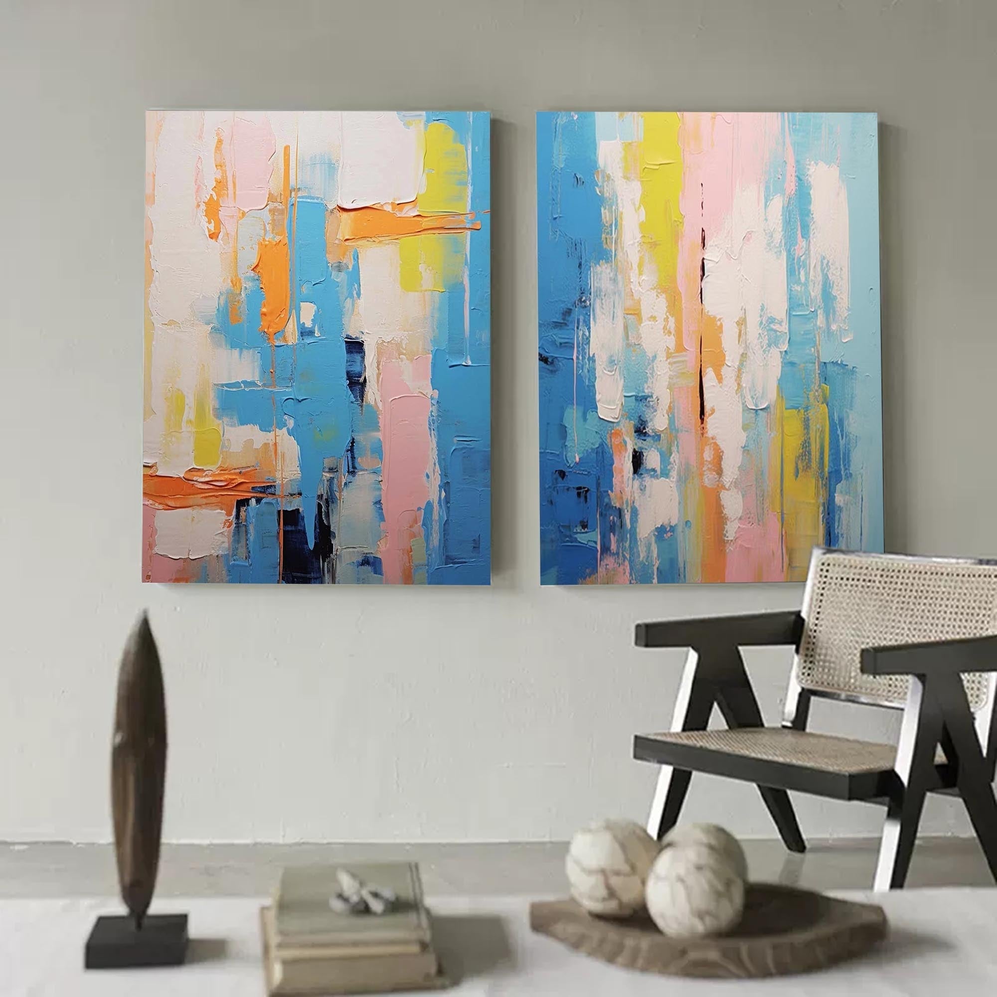 Vibrant Abstract Blue Art Set