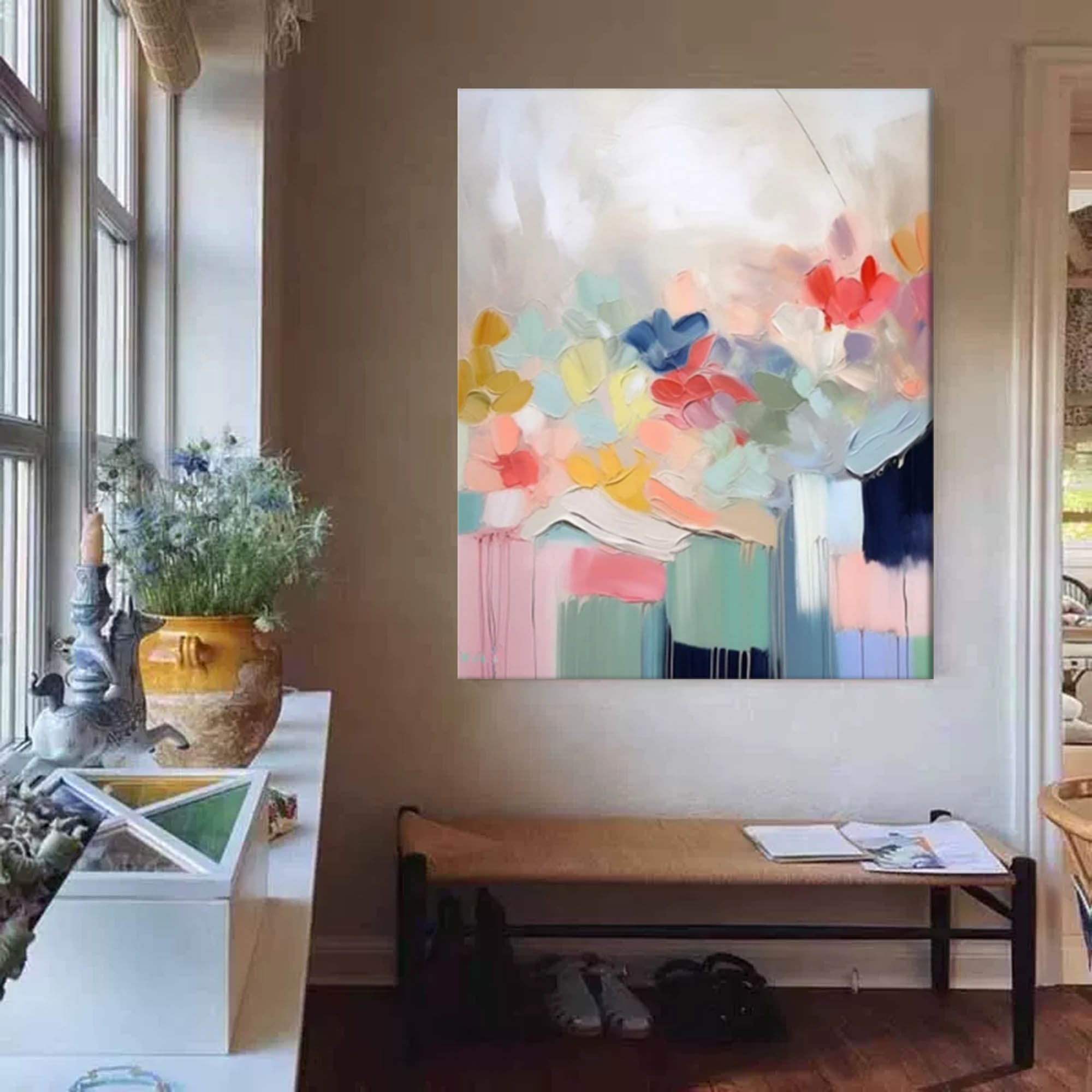 Soft Bloom Pastel Abstract Canvas Art