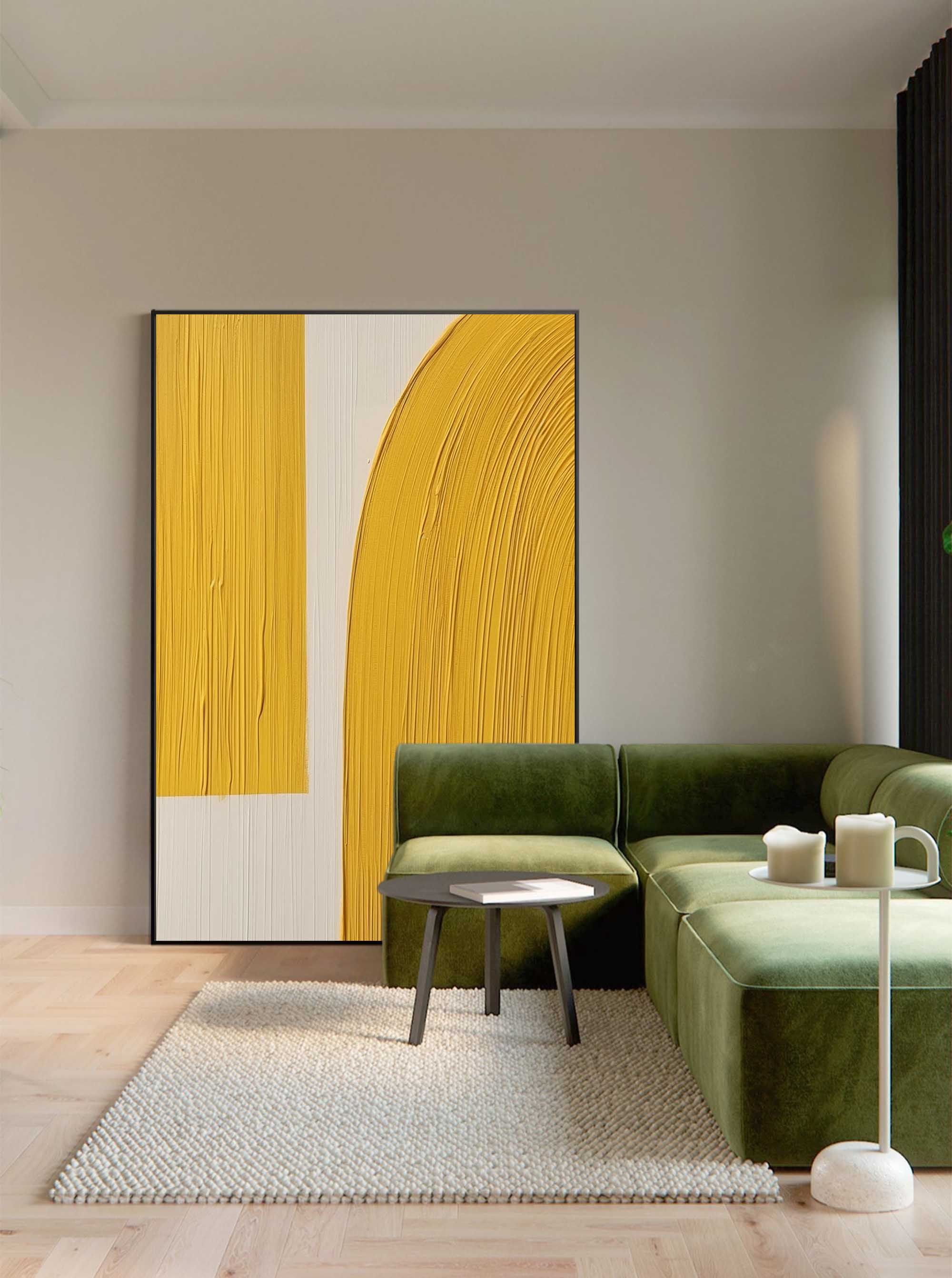 Minimalist Yellow Arc Abstract Art