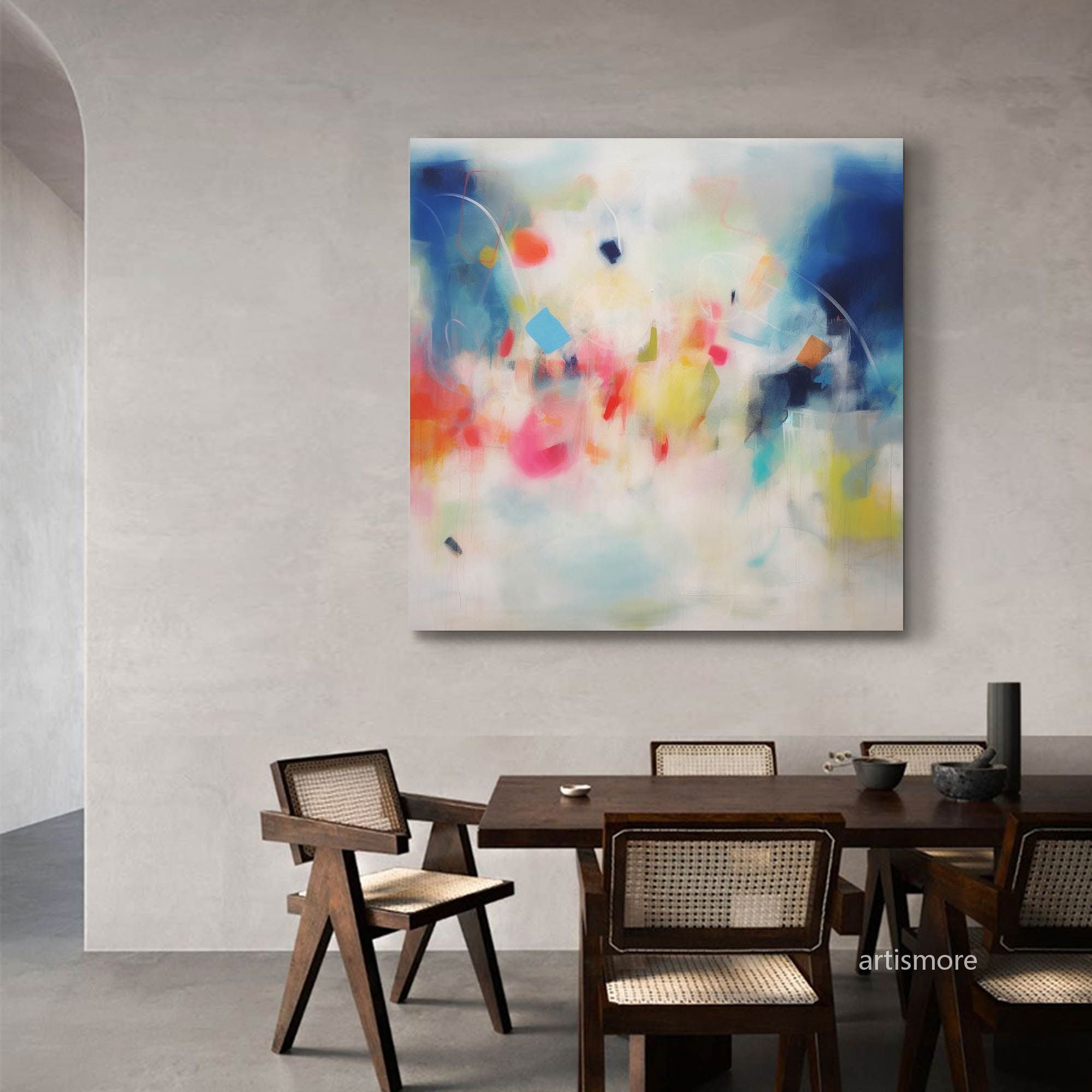 Soft Abstract Color Burst Canvas