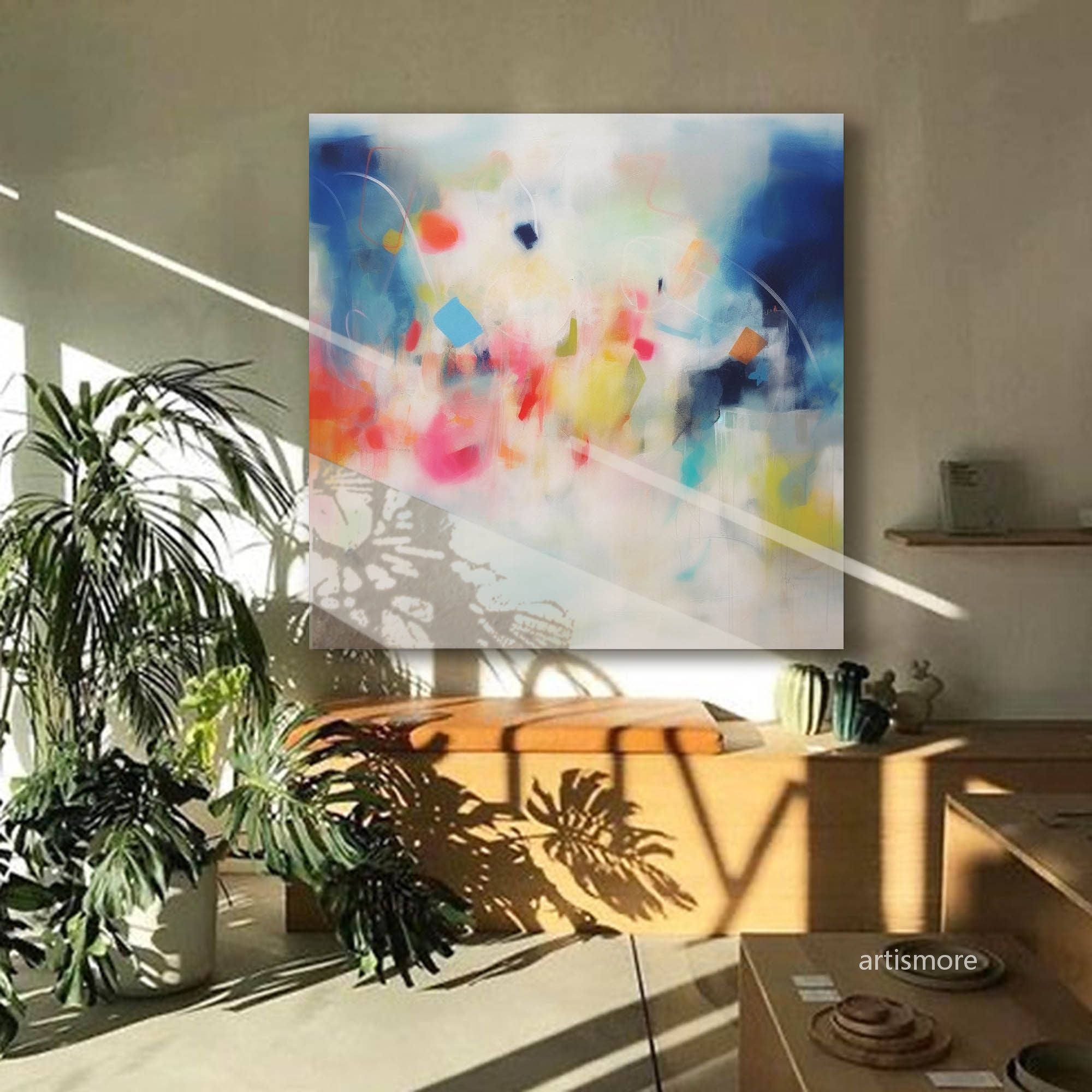 Soft Abstract Color Burst Canvas