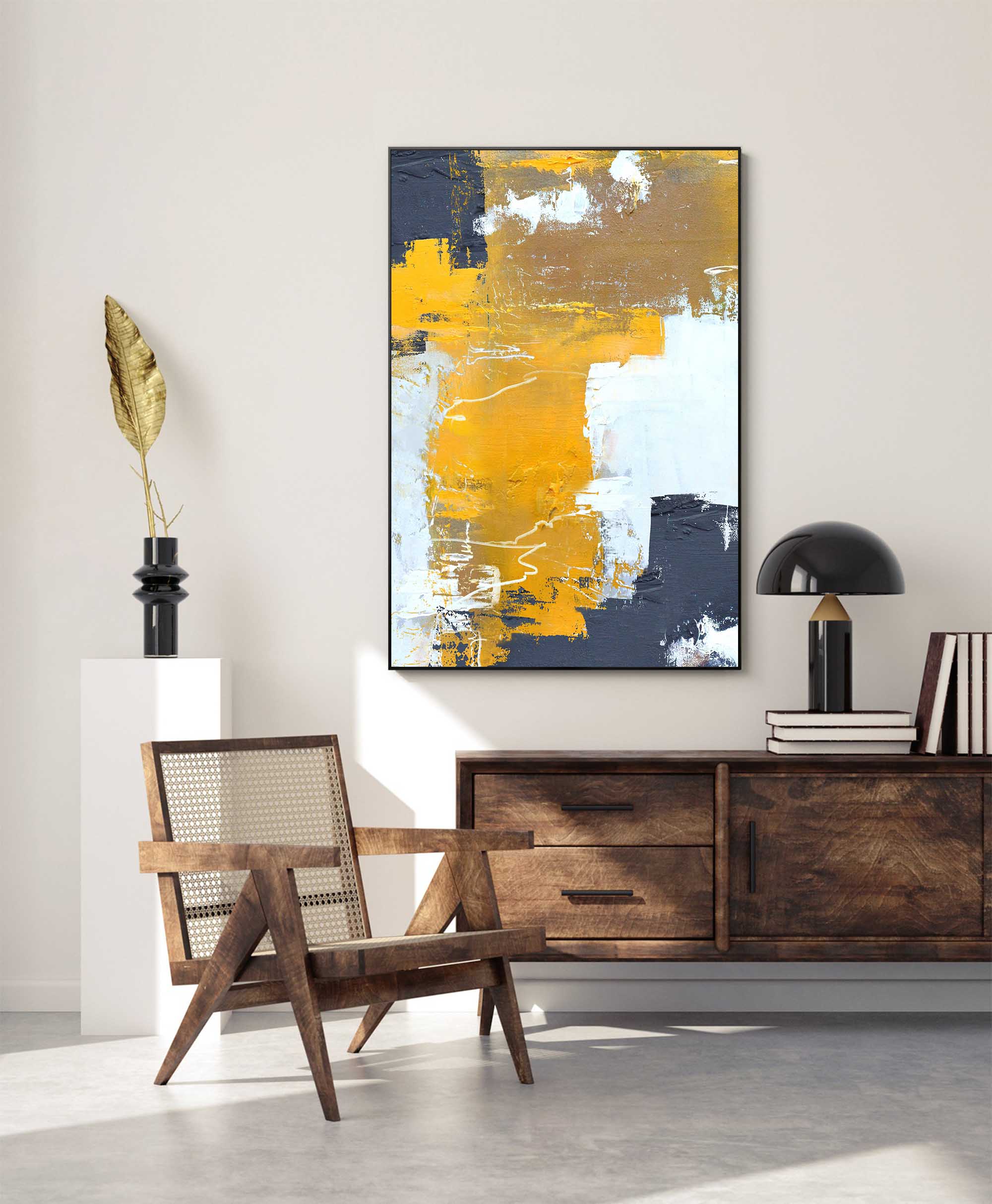Golden Beige Abstract Canvas Art