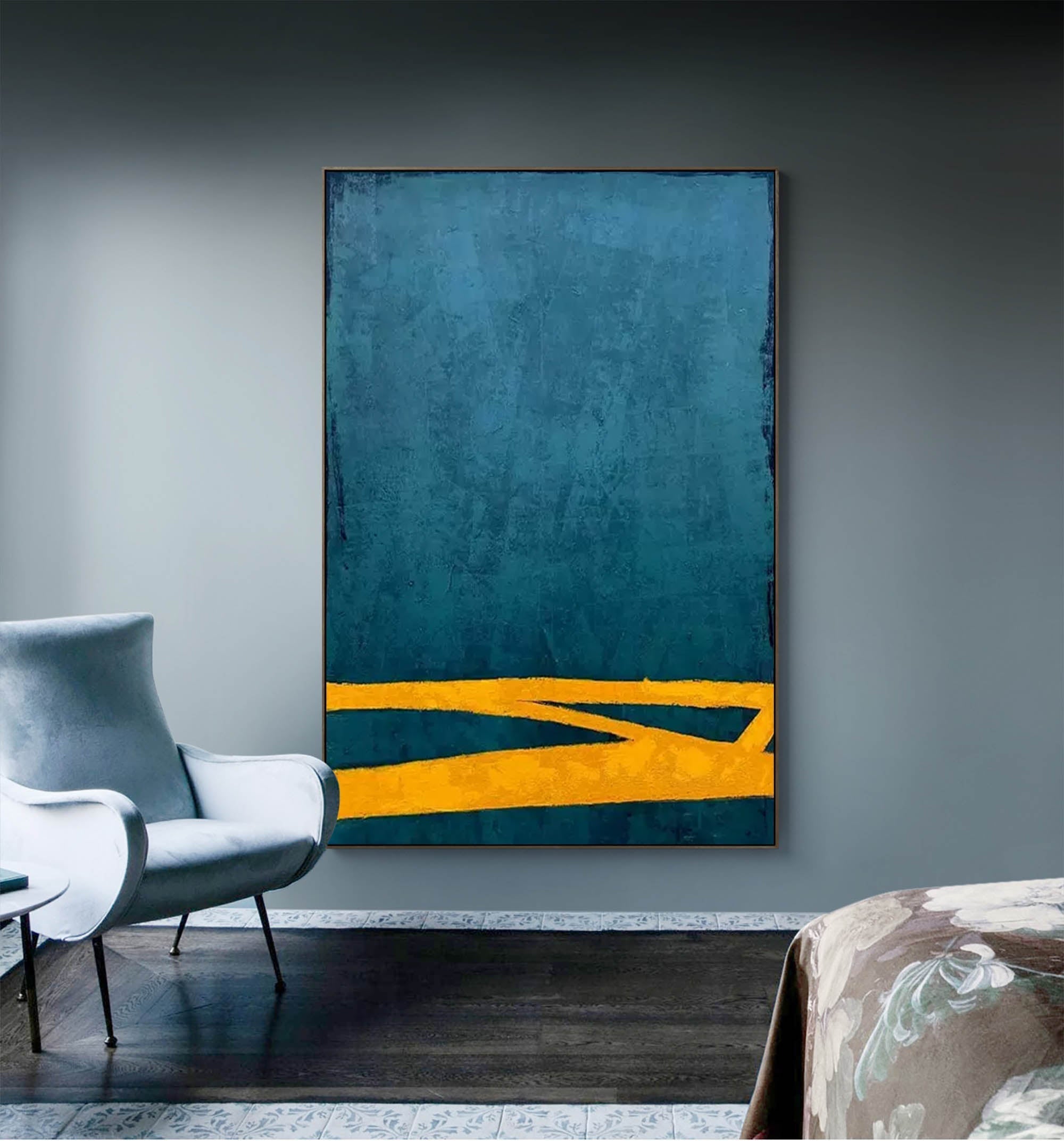 Teal and Gold Minimalist Canvas