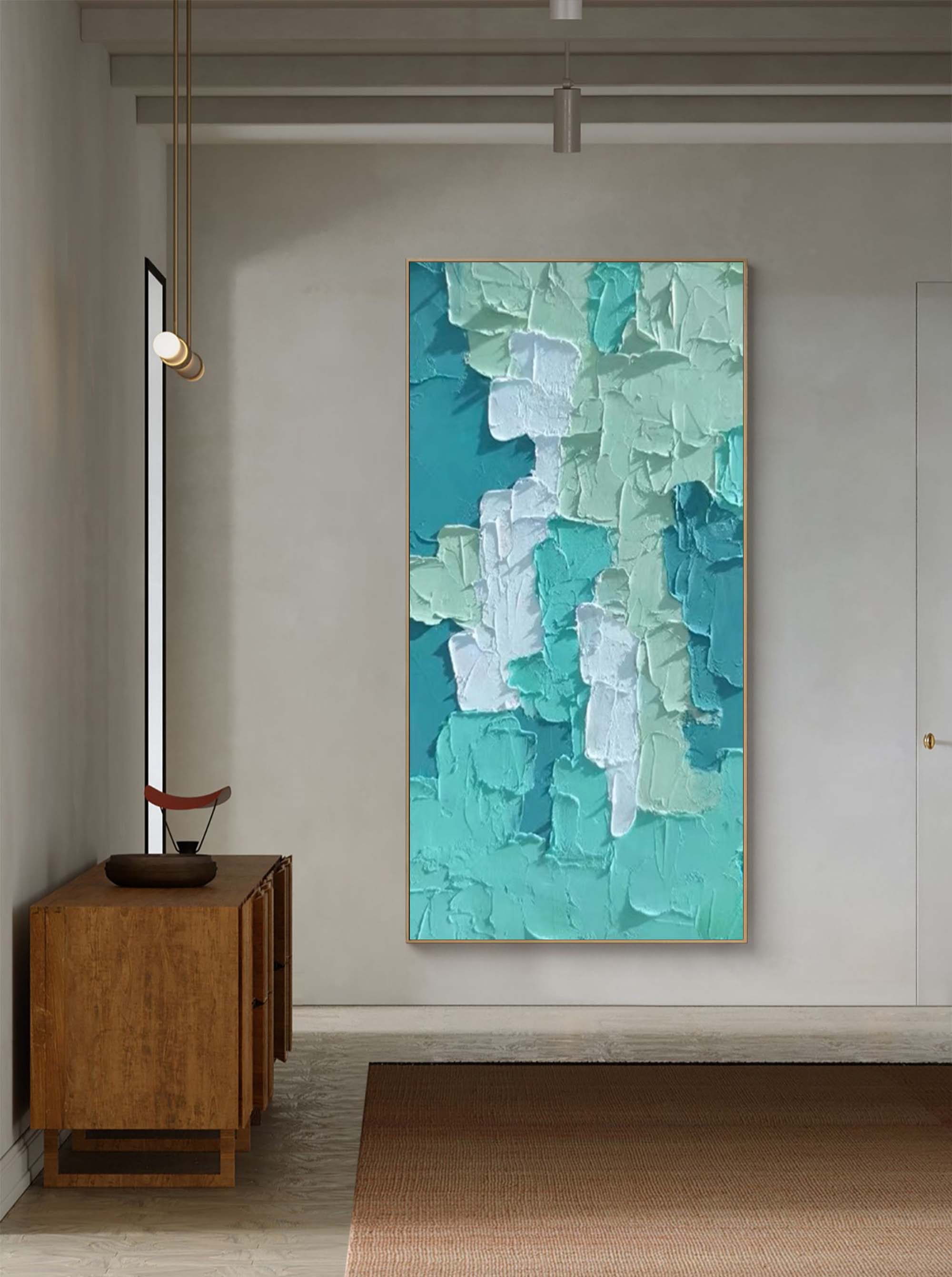 Textured Layers: Abstract Teal Dream