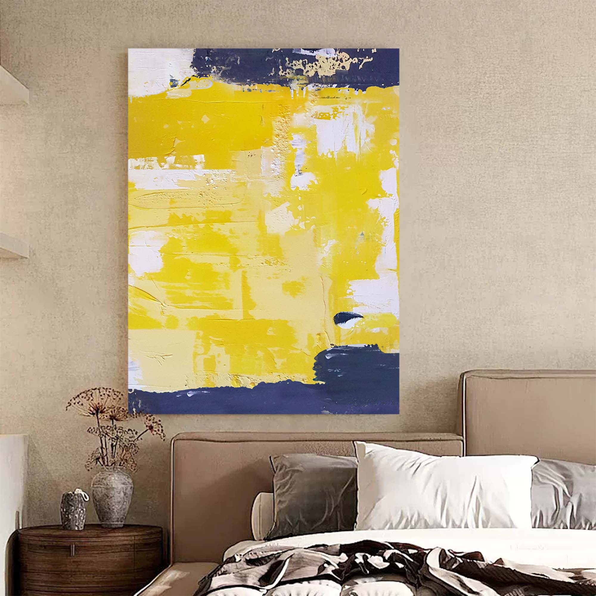Sunlit Yellow Abstract Canvas Art