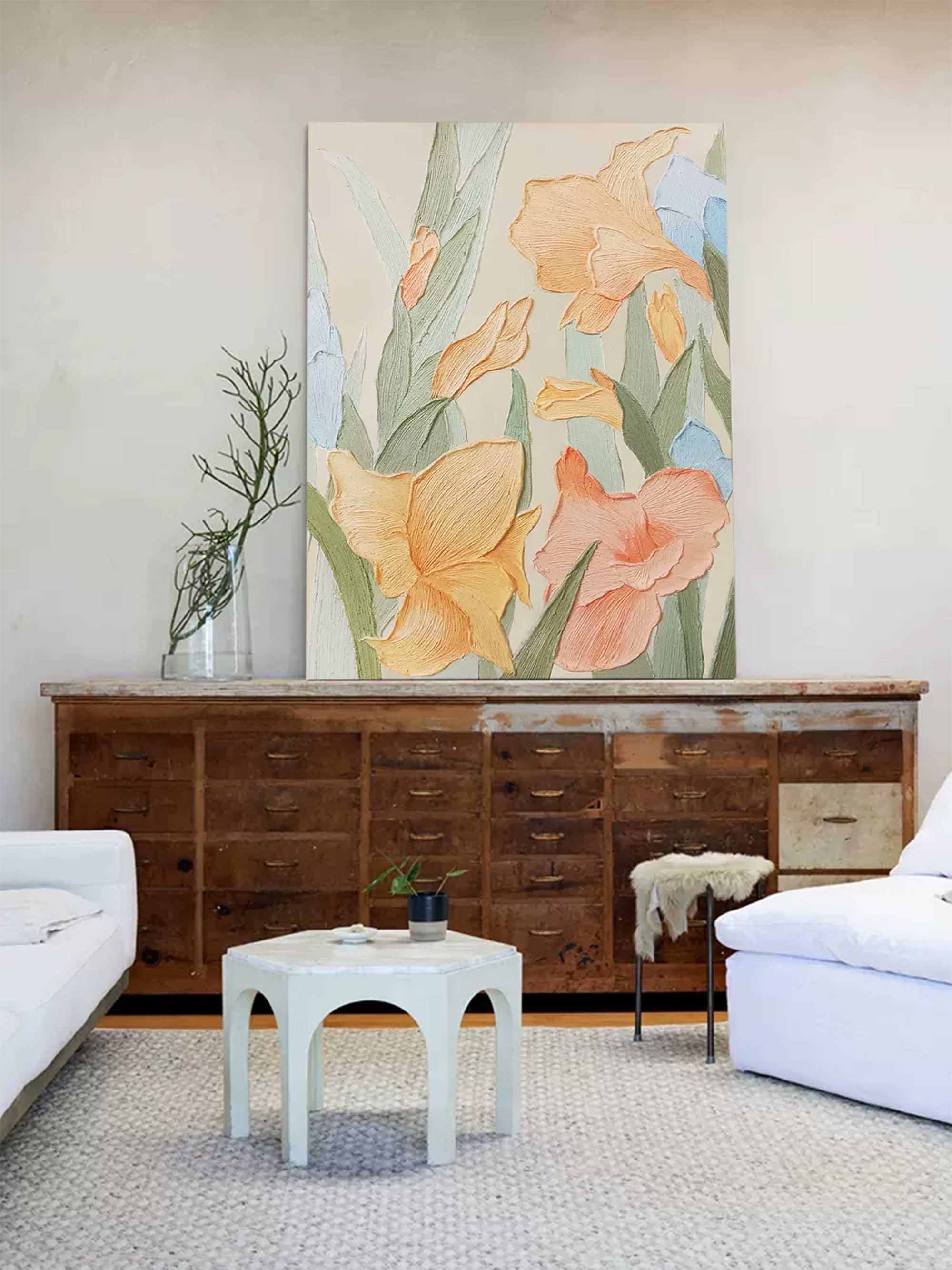 Vibrant Floral Textured Canvas Art