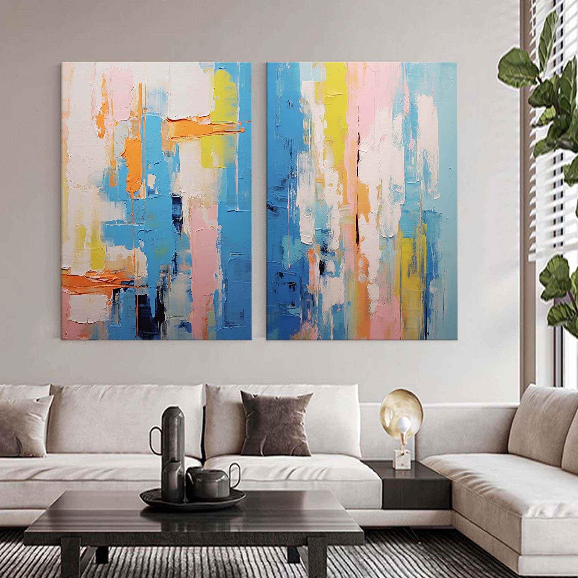 Vibrant Abstract Blue Art Set