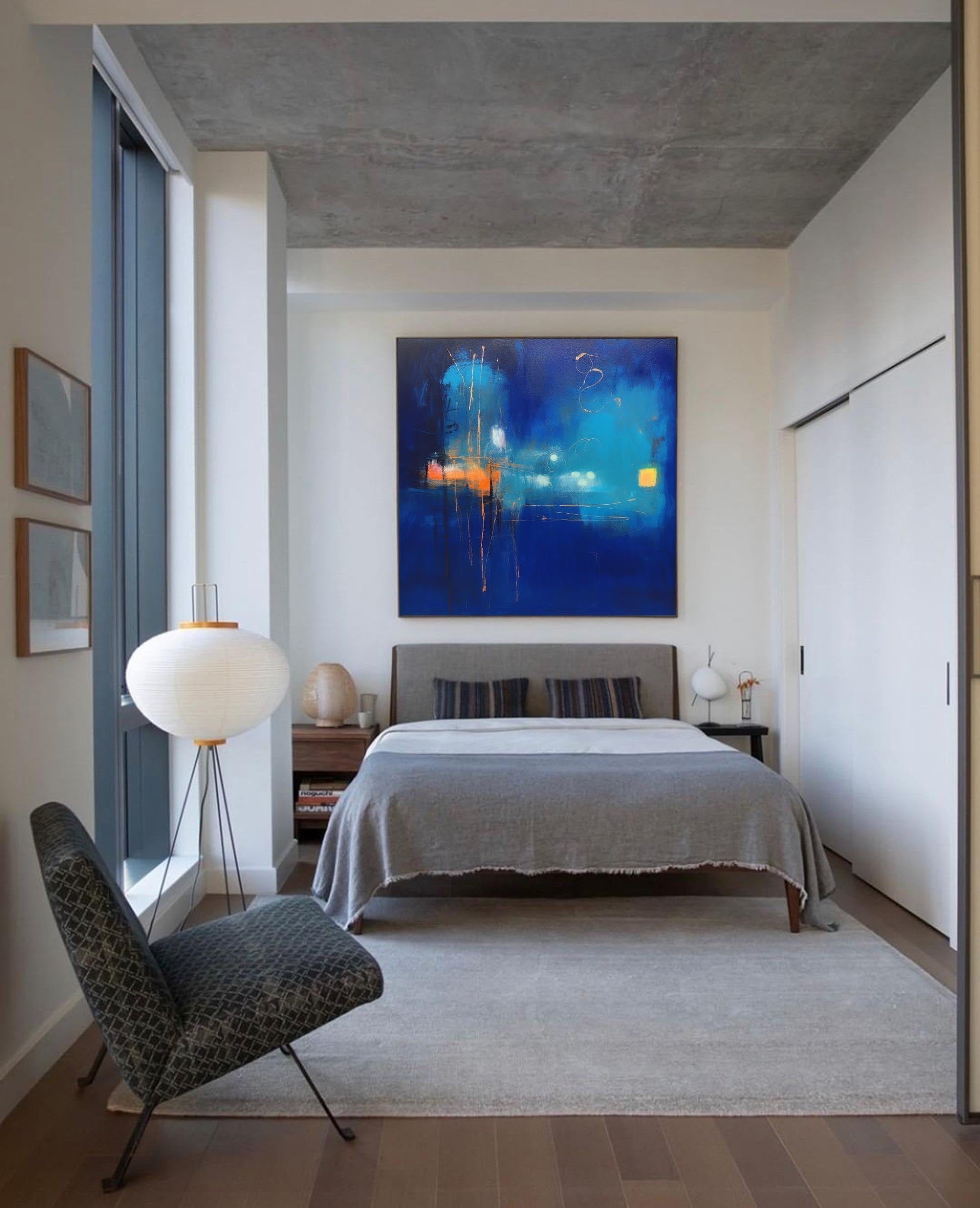 Nocturnal Blue Abstract Cityscape