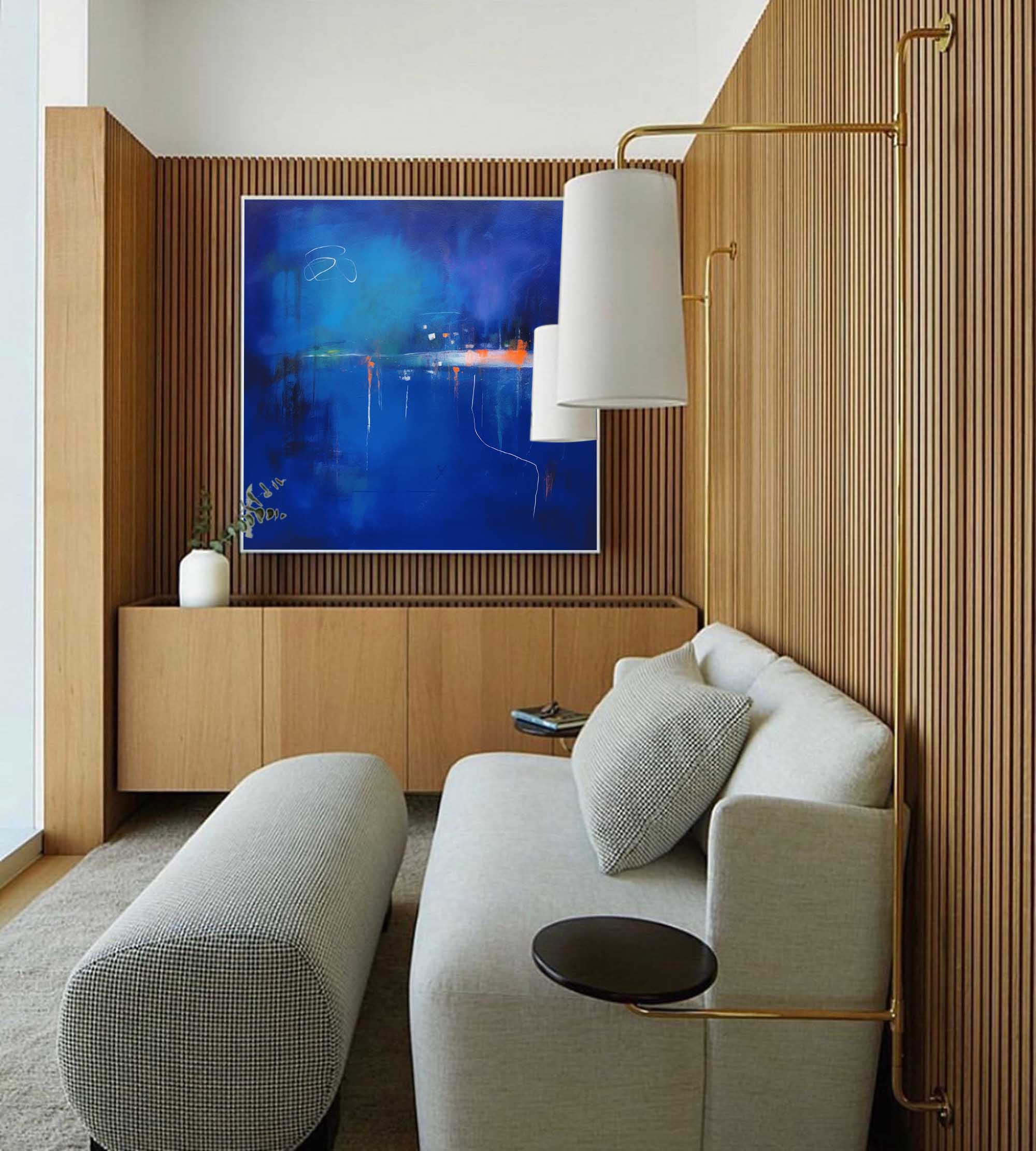 Mysterious Blue Abstract Horizon Art