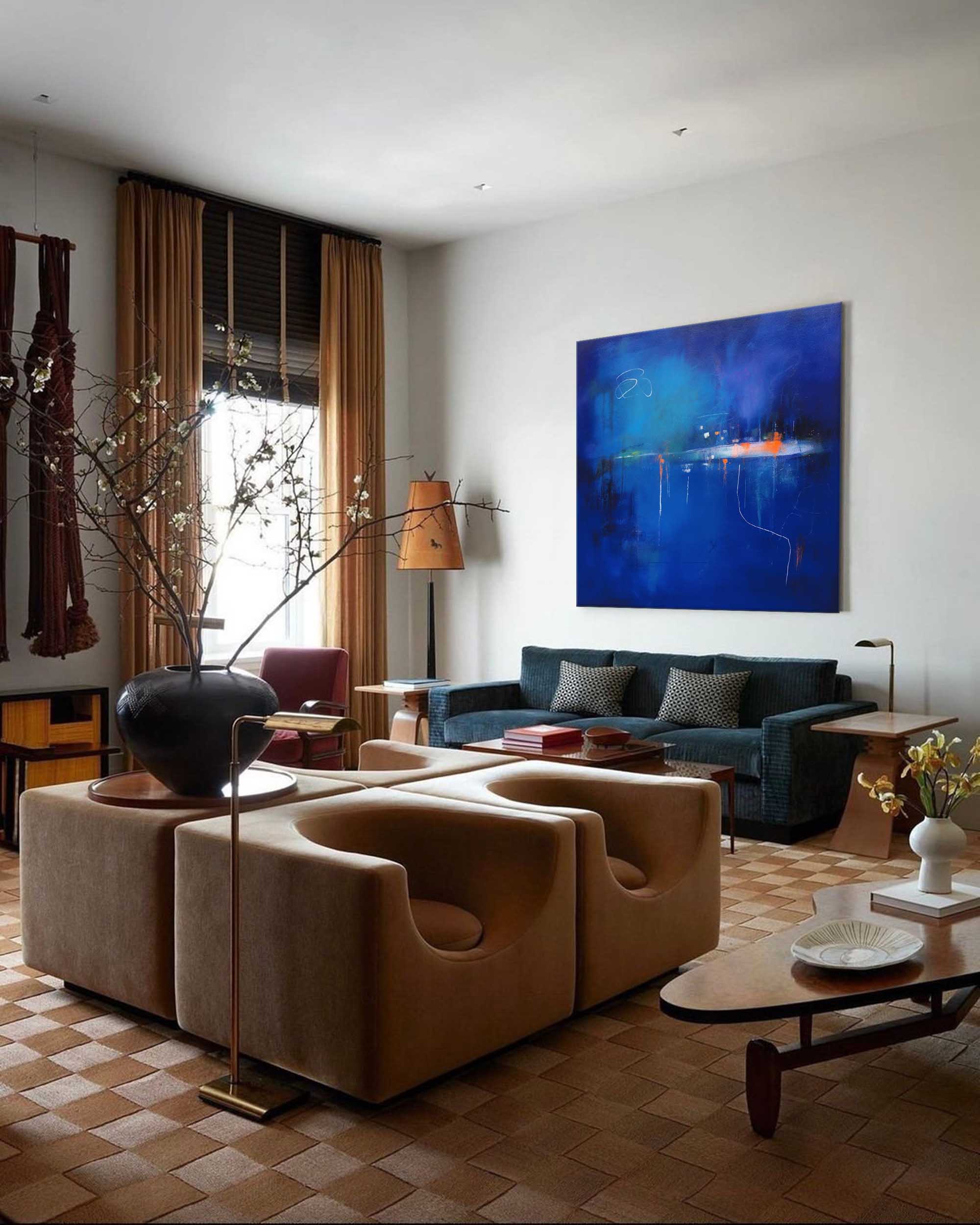 Mysterious Blue Abstract Horizon Art