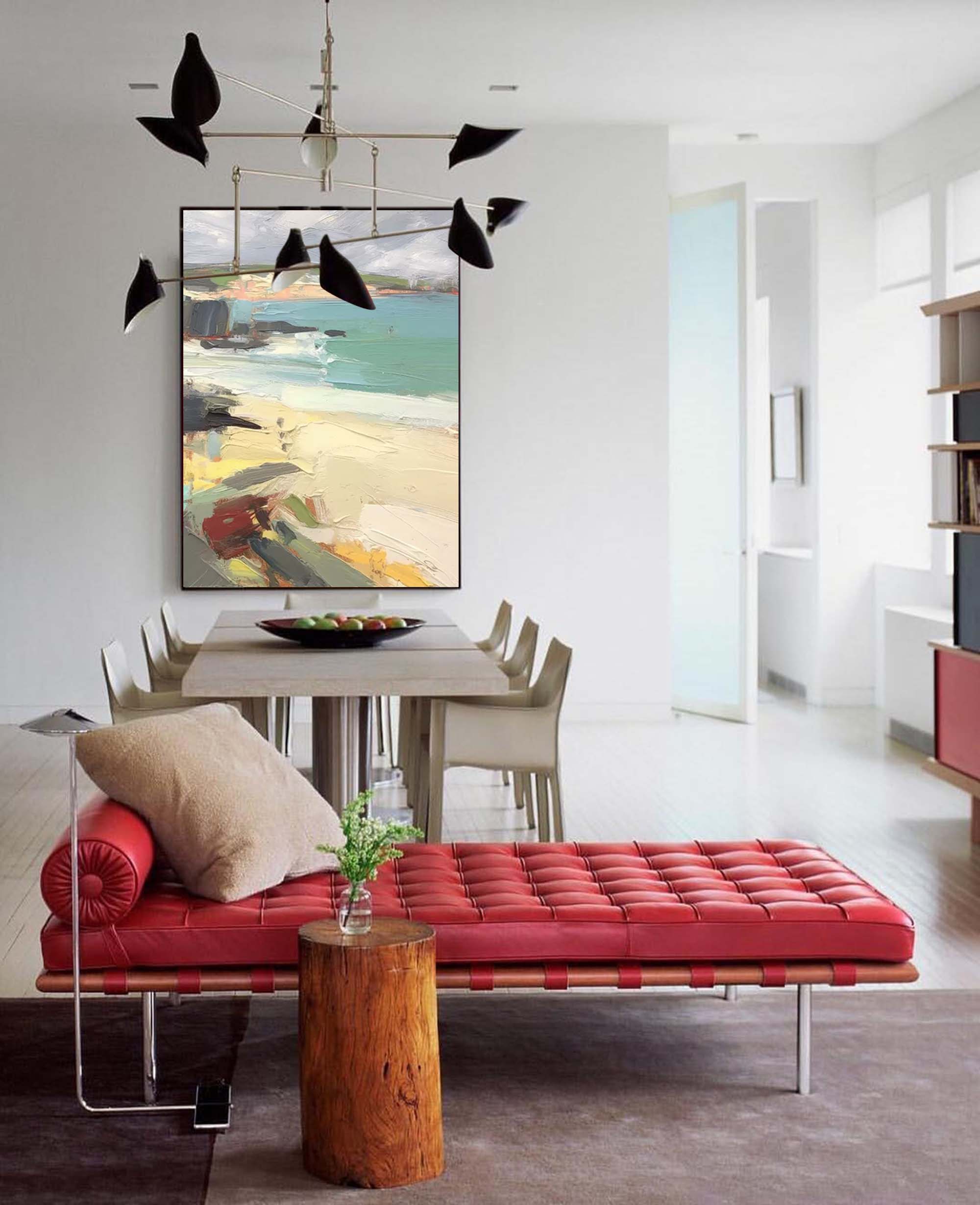 Serene Beachside Oil Painting