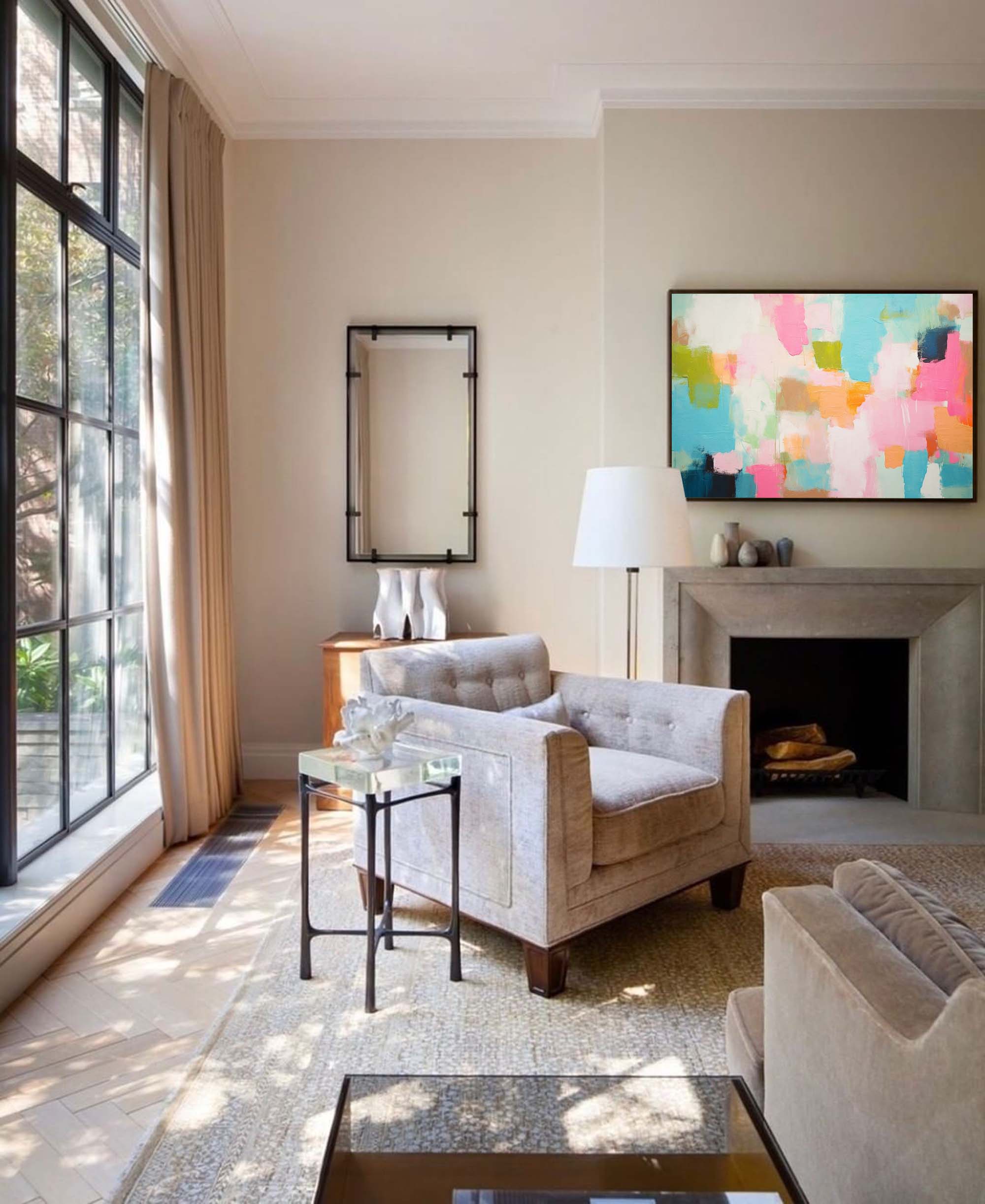 Pastel Patchwork Abstract Canvas
