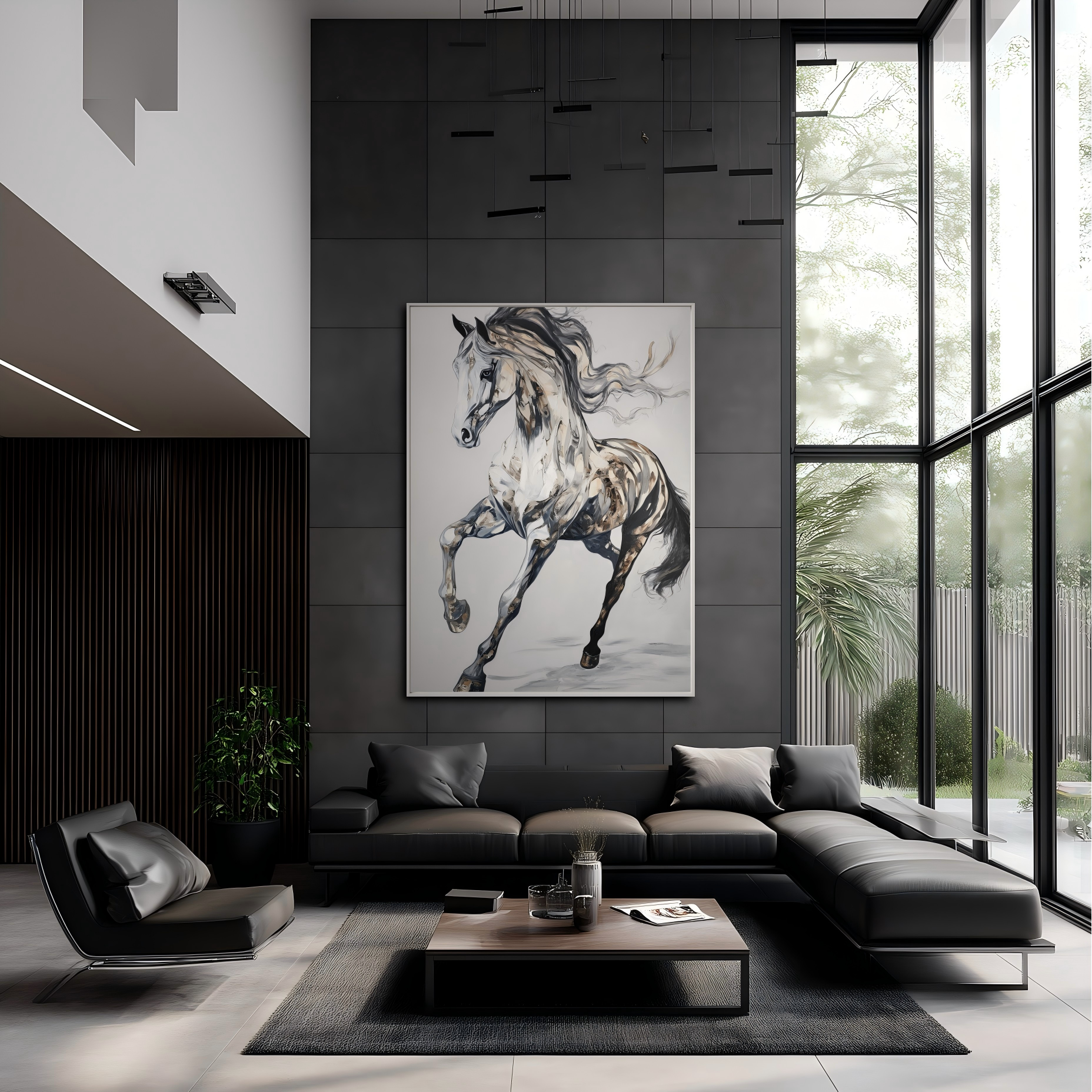 Spirit of Motion – Textured Abstract Horse Oil Painting, Modern Animal Wall Art for Living Room or Office