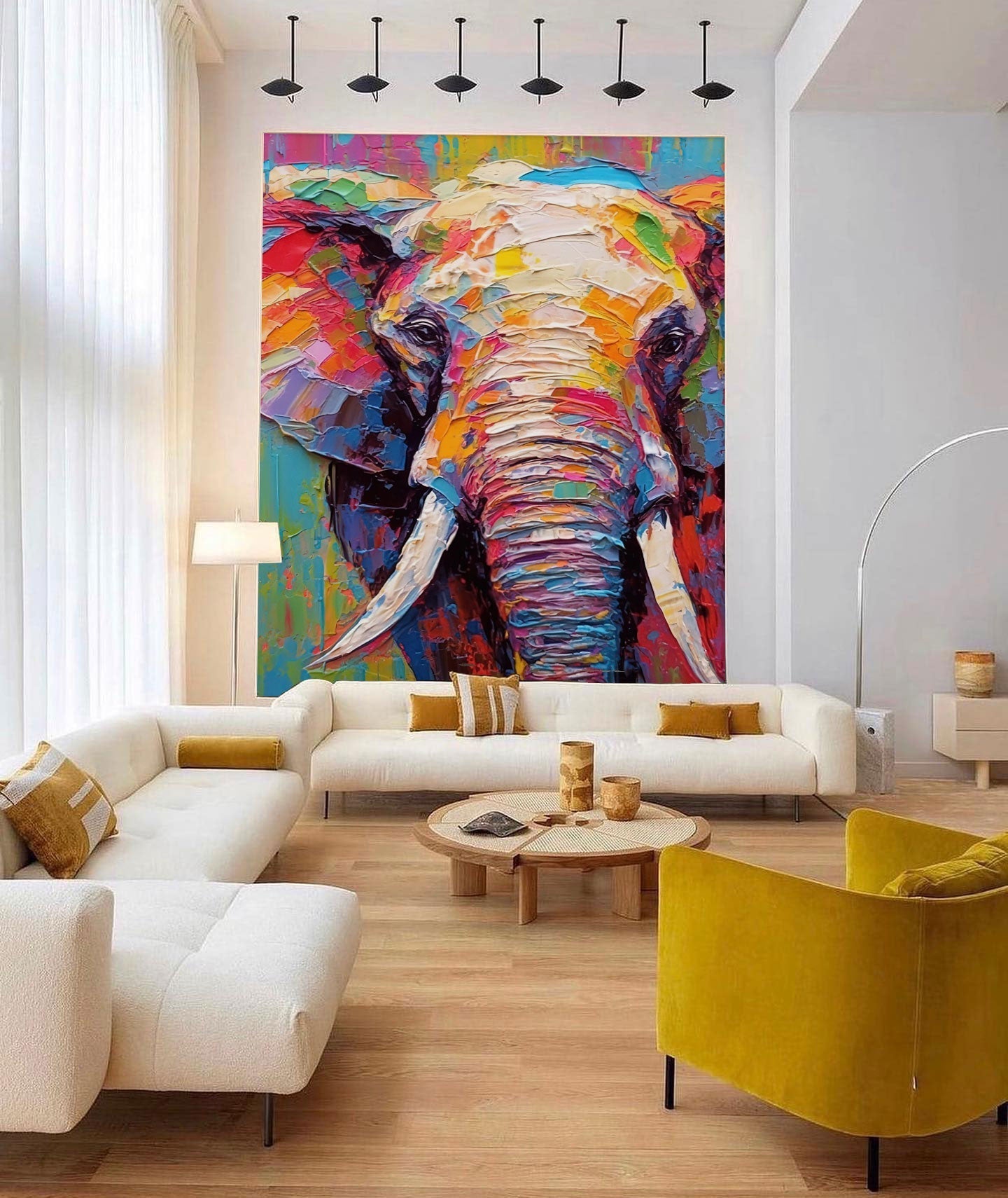 Vivid Elephant in Bold Textures