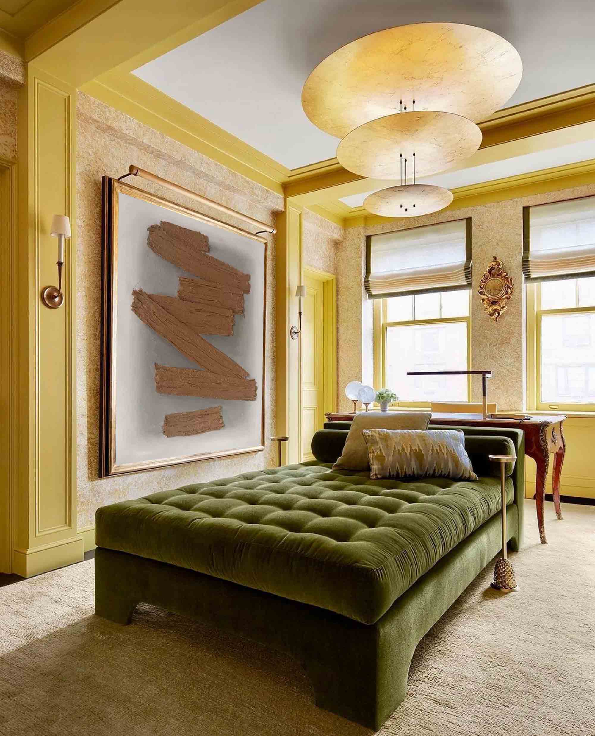 Abstract Brown Brushstrokes on Grey