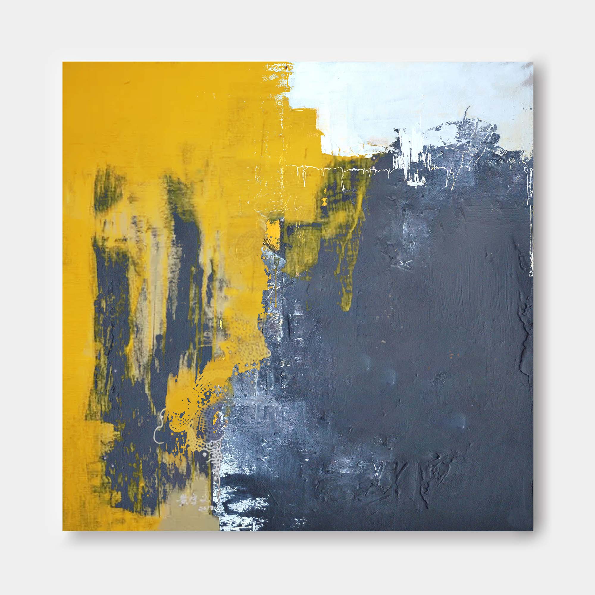 Modern Yellow and Grey Abstract Art