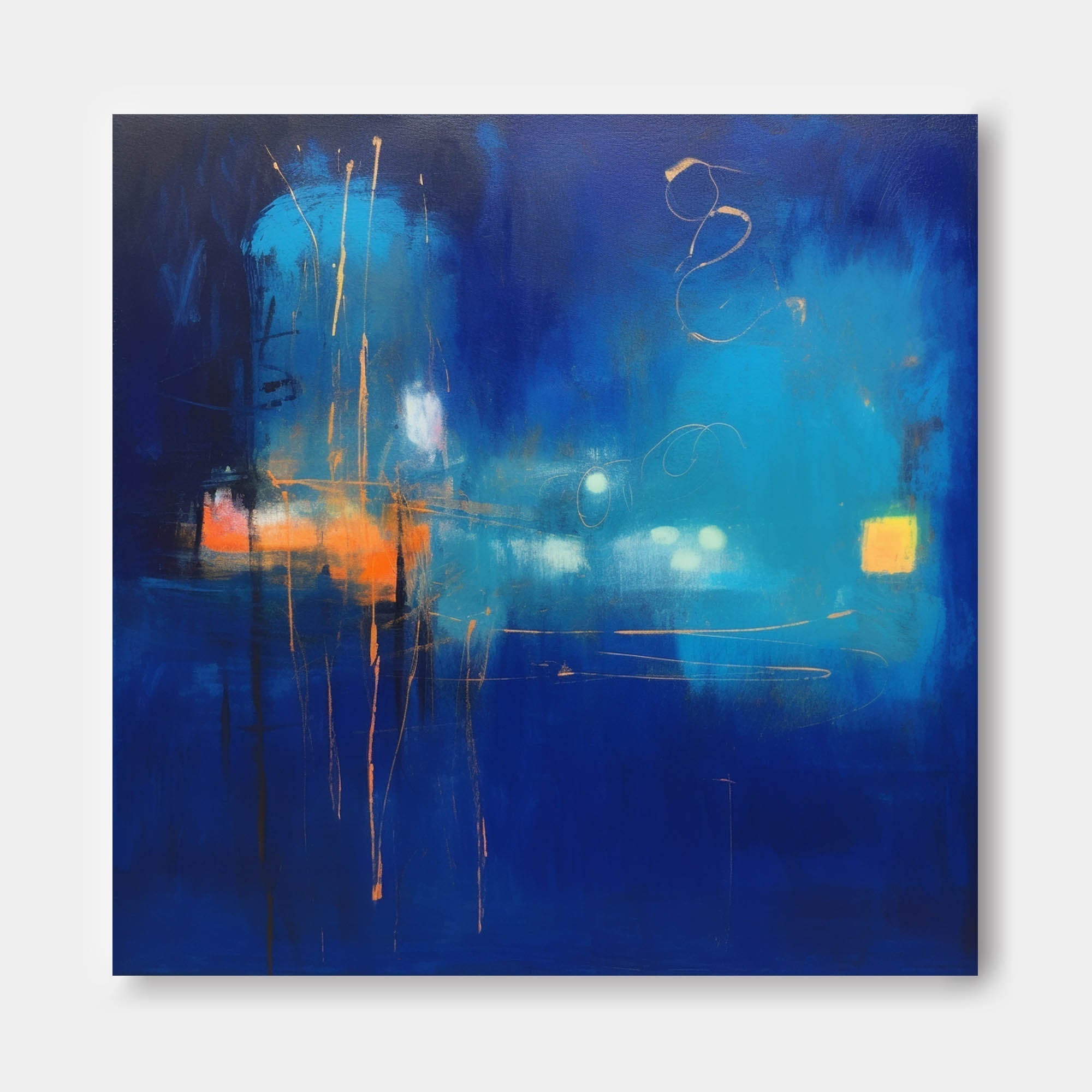 Nocturnal Blue Abstract Cityscape