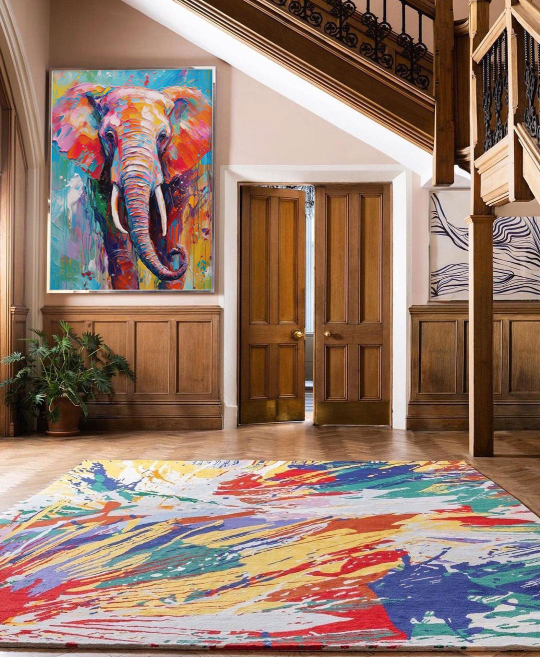 Rainbow Elephant in Bold Hues