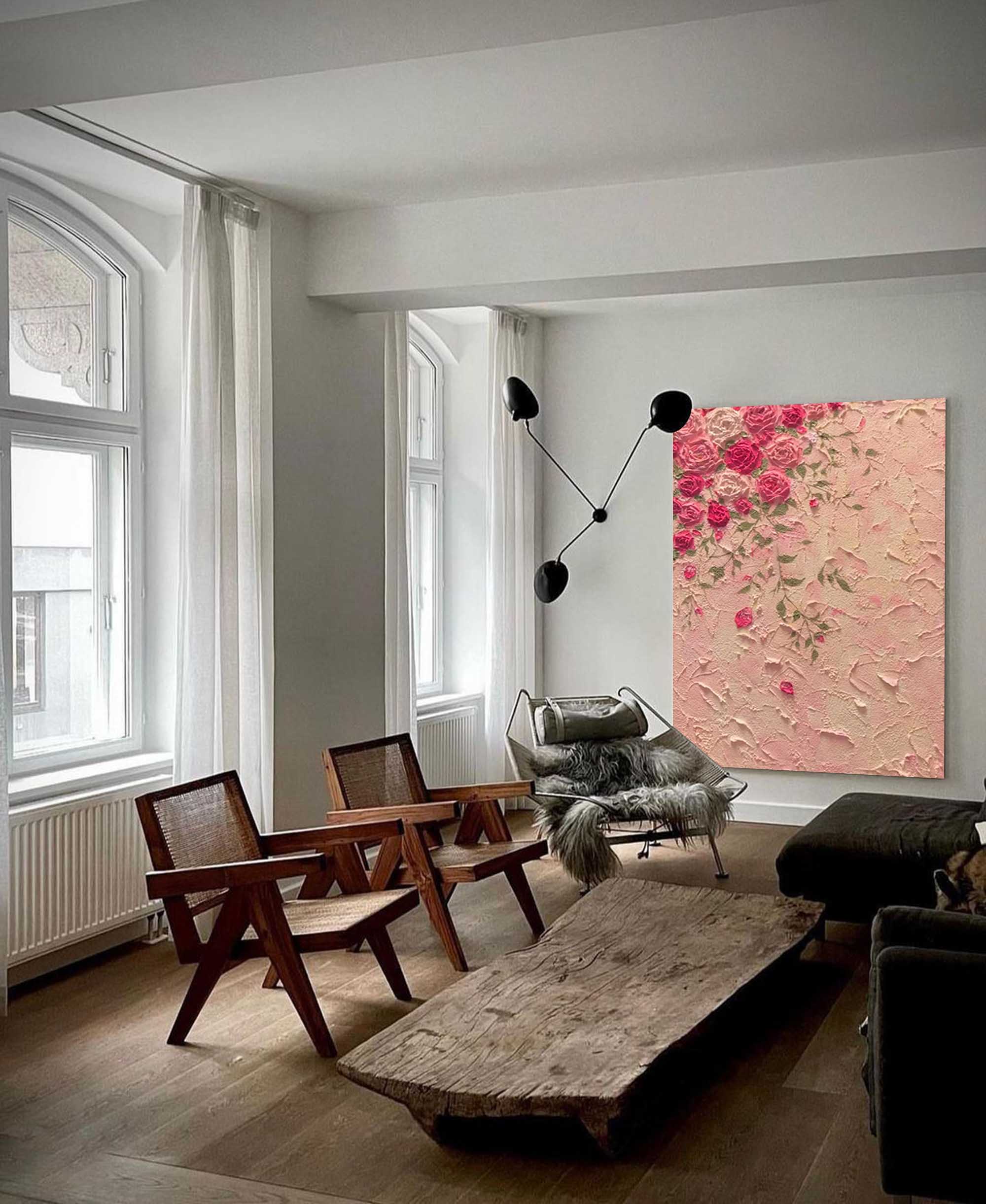 Textured Pink Blossom Floral Canvas